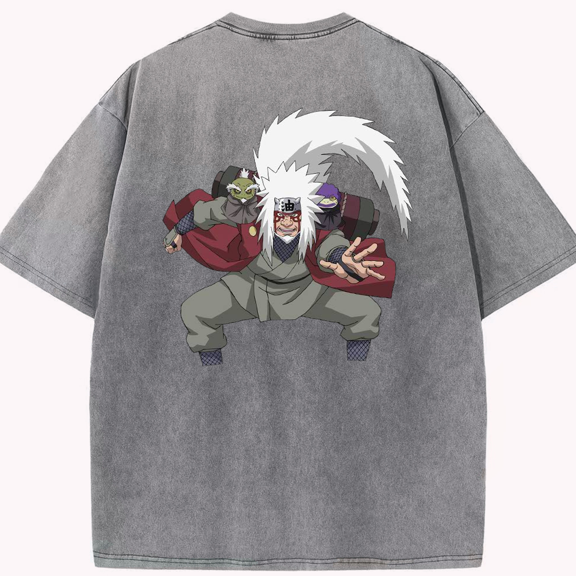 （画像用） NARUTO -ナルト- 自来也（じらいや） Jiraiya 綿100% ヴィンテージ風 半袖Tシャツ（背面プリント）