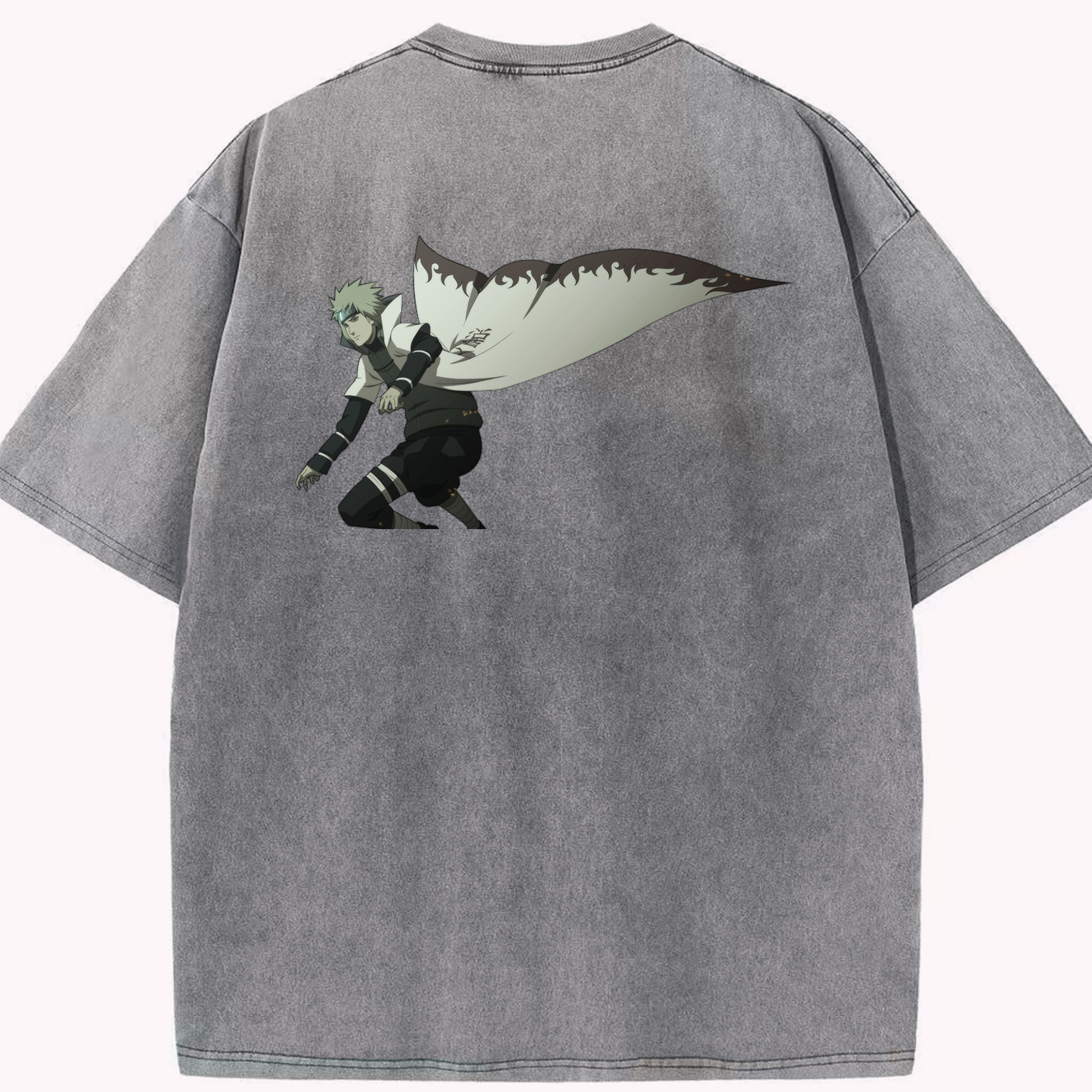 （画像用） NARUTO -ナルト- 波風 ミナト Namikaze Minato 綿100% ヴィンテージ風 半袖Tシャツ（背面プリント）