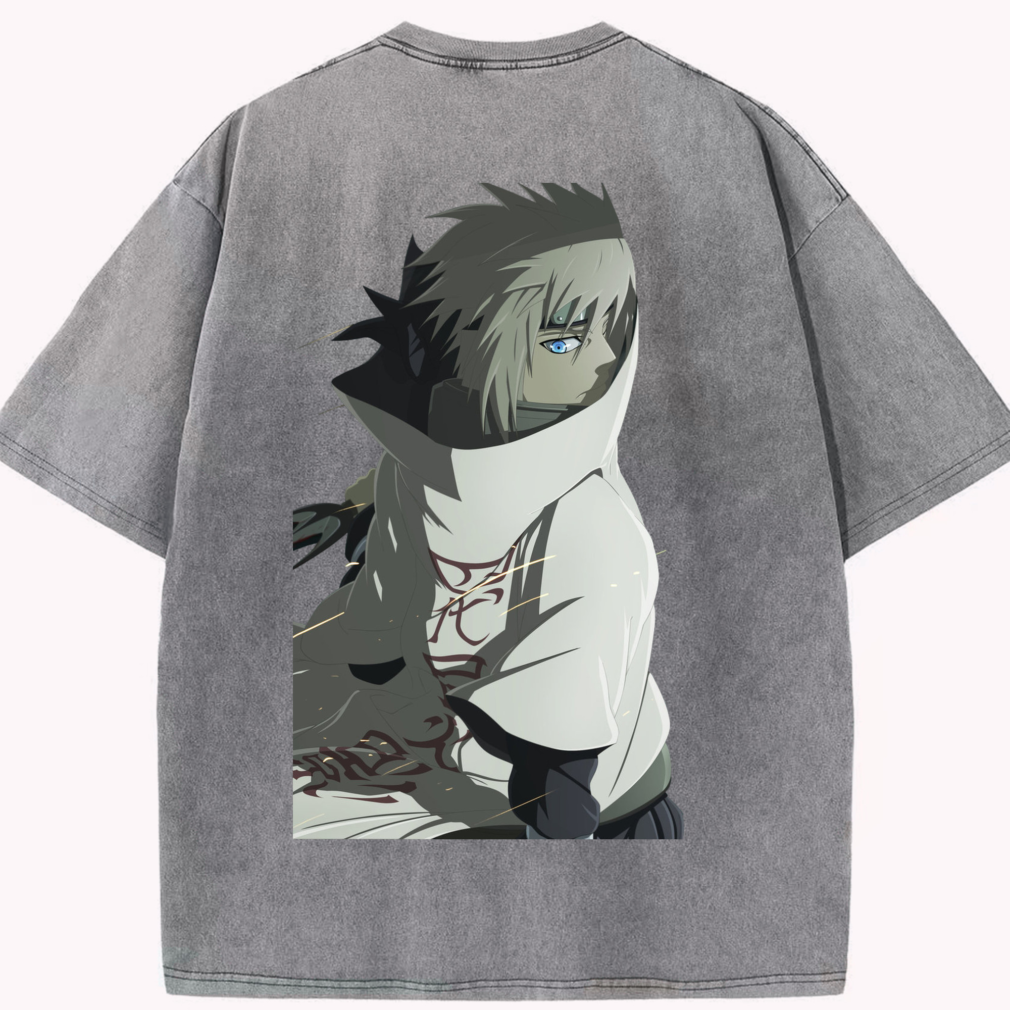 （画像用） NARUTO -ナルト- 波風 ミナト Namikaze Minato 綿100% ヴィンテージ風 半袖Tシャツ（背面プリント）