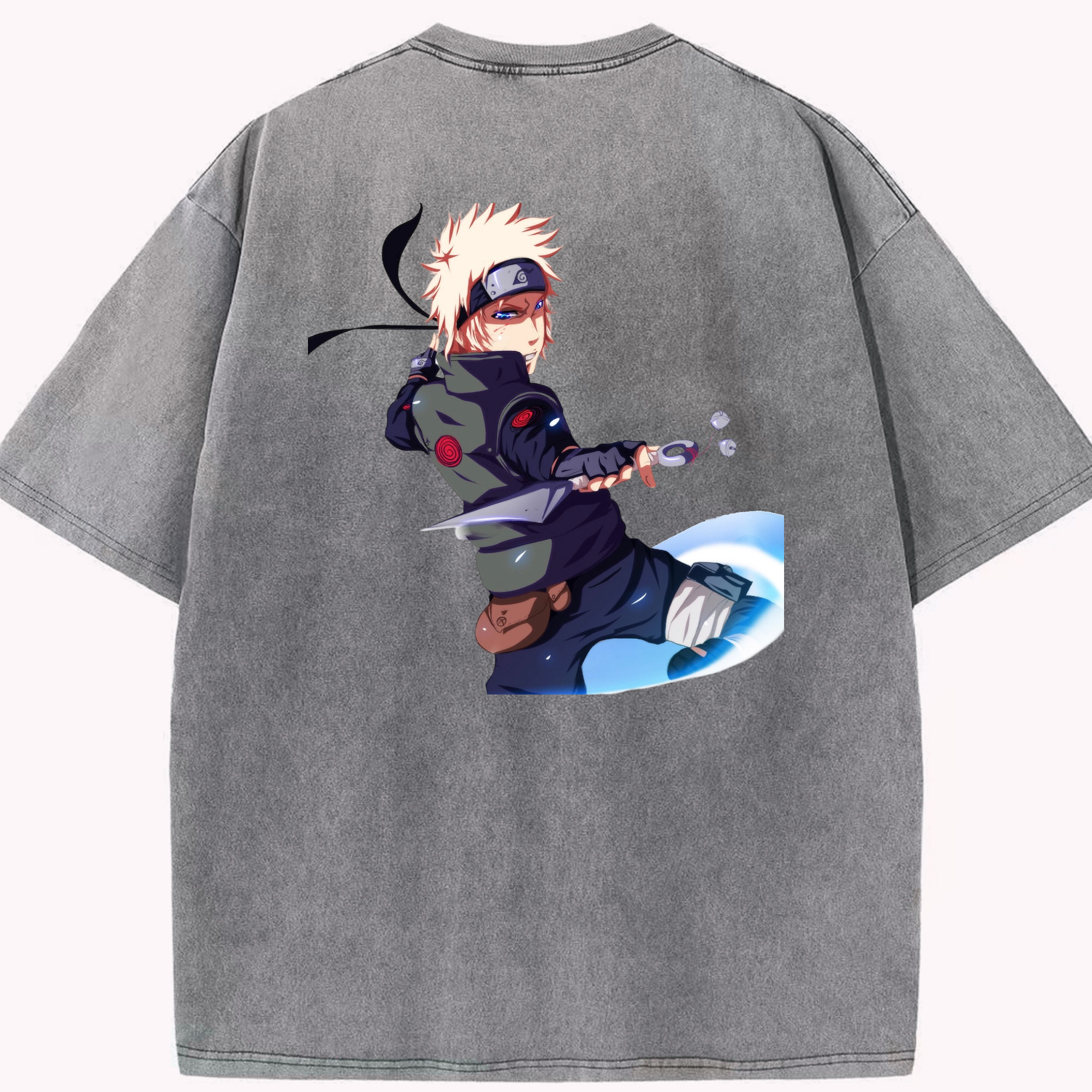 （画像用） NARUTO -ナルト- 波風 ミナト Namikaze Minato 綿100% ヴィンテージ風 半袖Tシャツ（背面プリント）