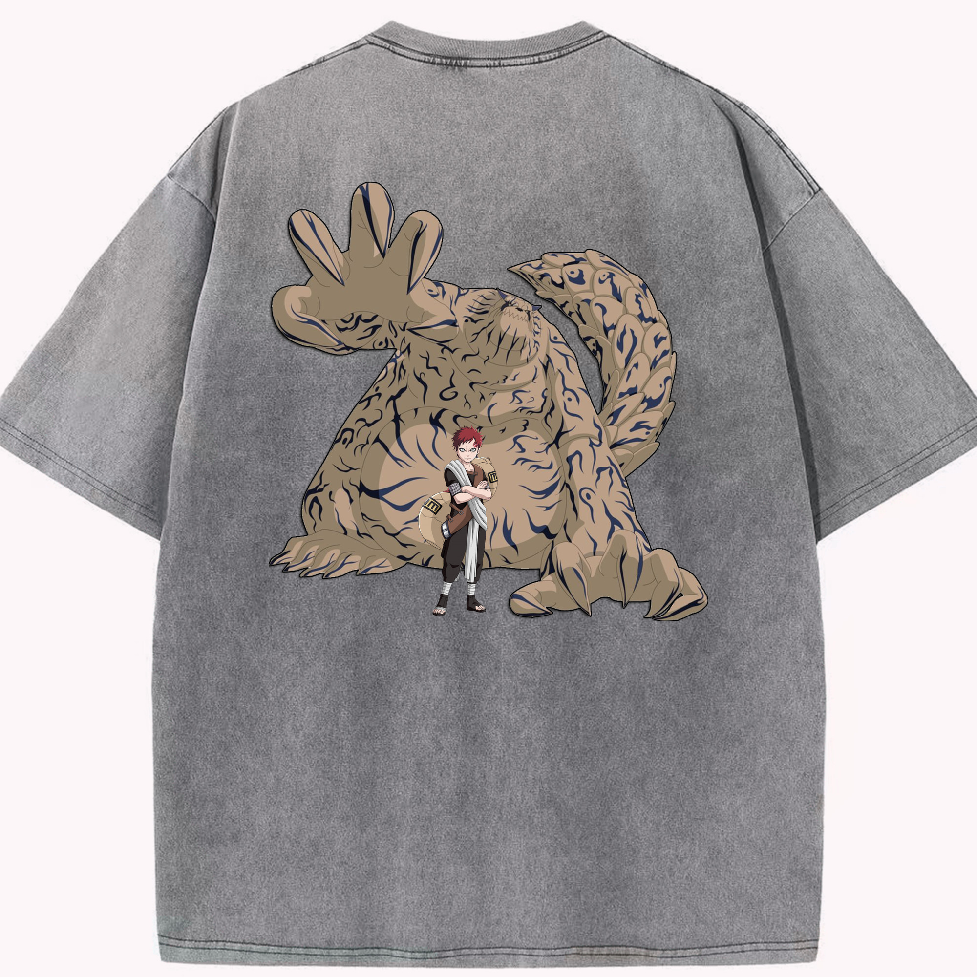 （画像用） NARUTO -ナルト- ガアラ Gaara 綿100% ヴィンテージ風 半袖Tシャツ（背面プリント）