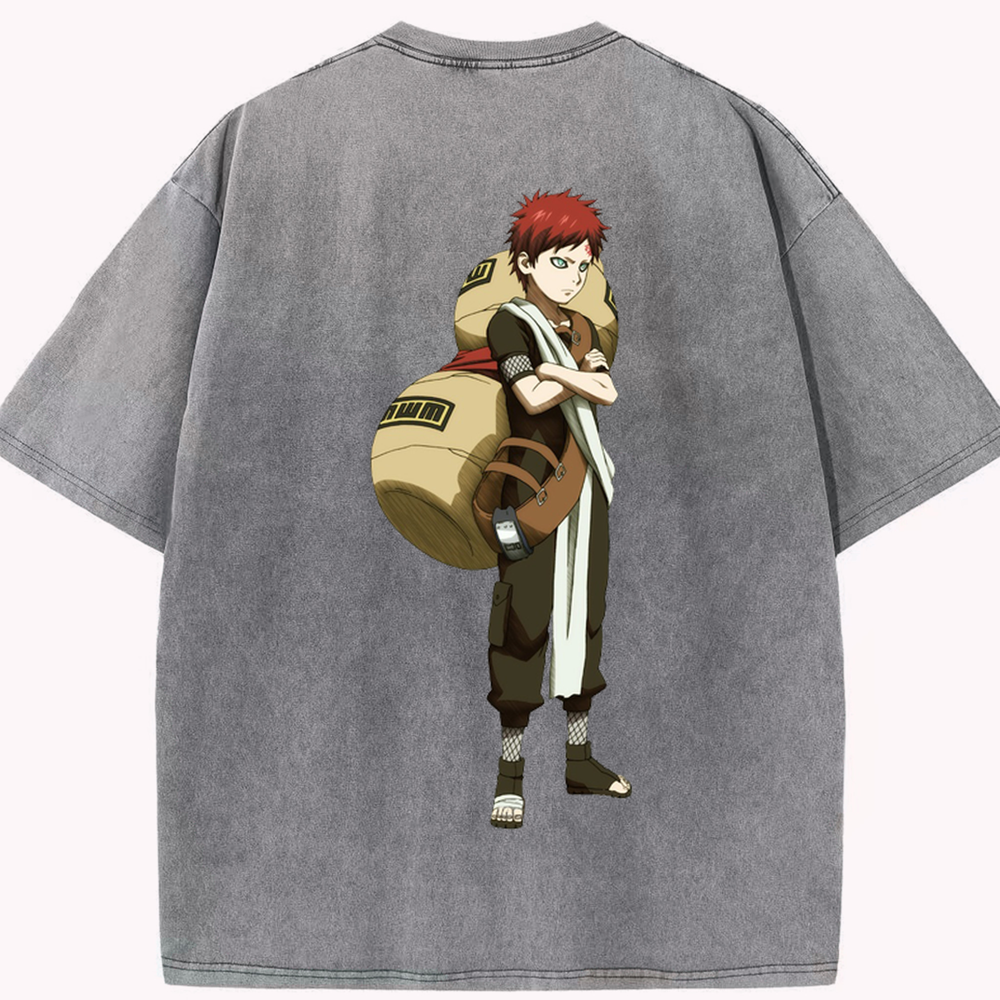 （画像用） NARUTO -ナルト- ガアラ Gaara 綿100% ヴィンテージ風 半袖Tシャツ（背面プリント）