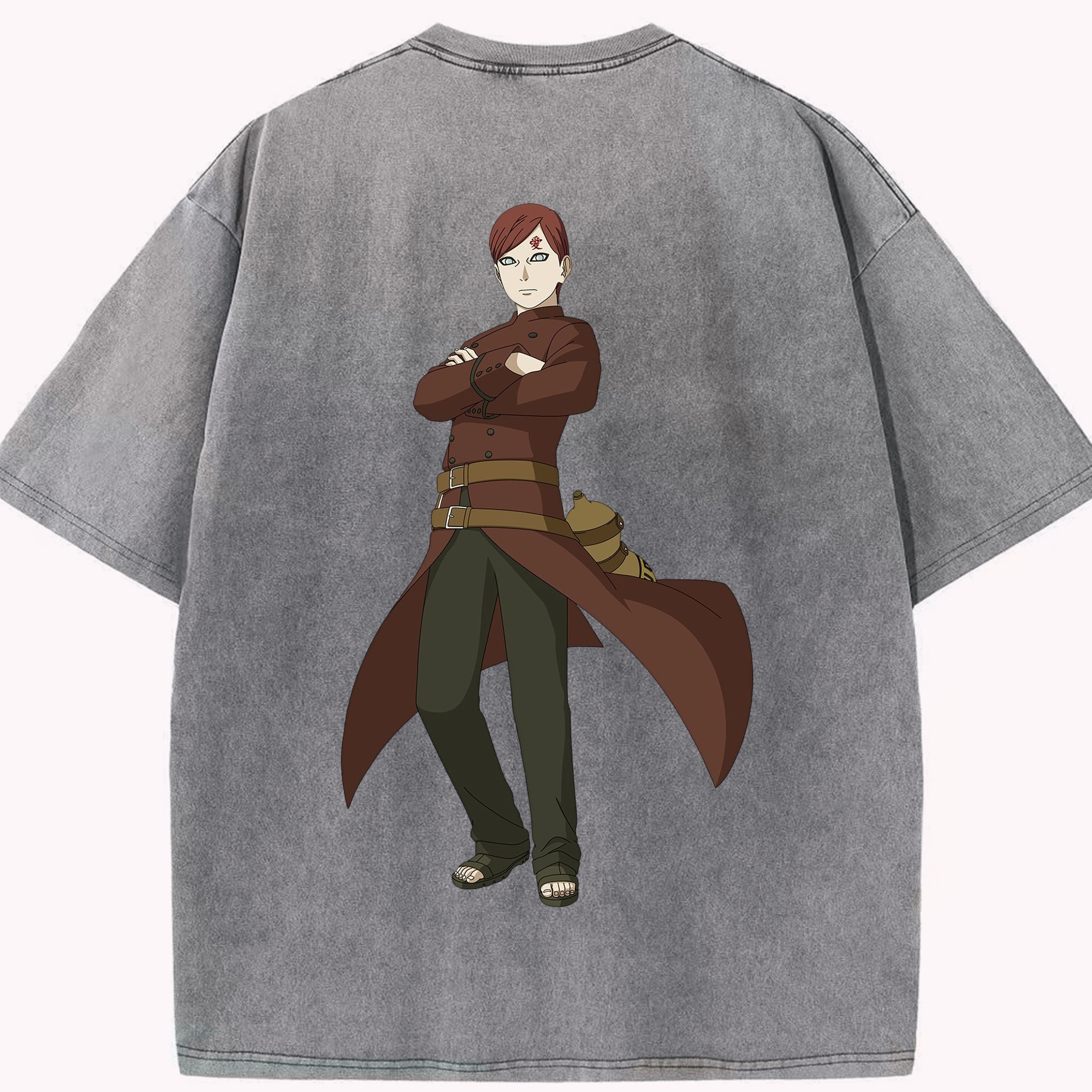 （画像用） NARUTO -ナルト- ガアラ Gaara 綿100% ヴィンテージ風 半袖Tシャツ（背面プリント）