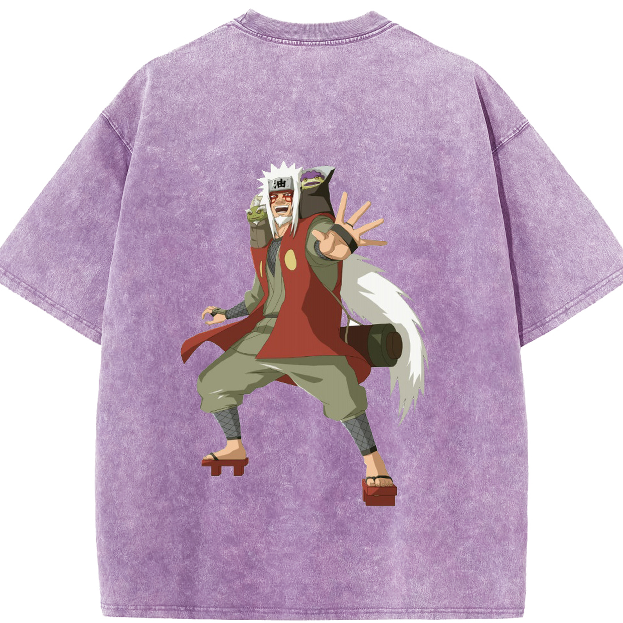 （画像用） NARUTO -ナルト- 自来也（じらいや） Jiraiya 綿100% ヴィンテージ風 半袖Tシャツ（背面プリント）