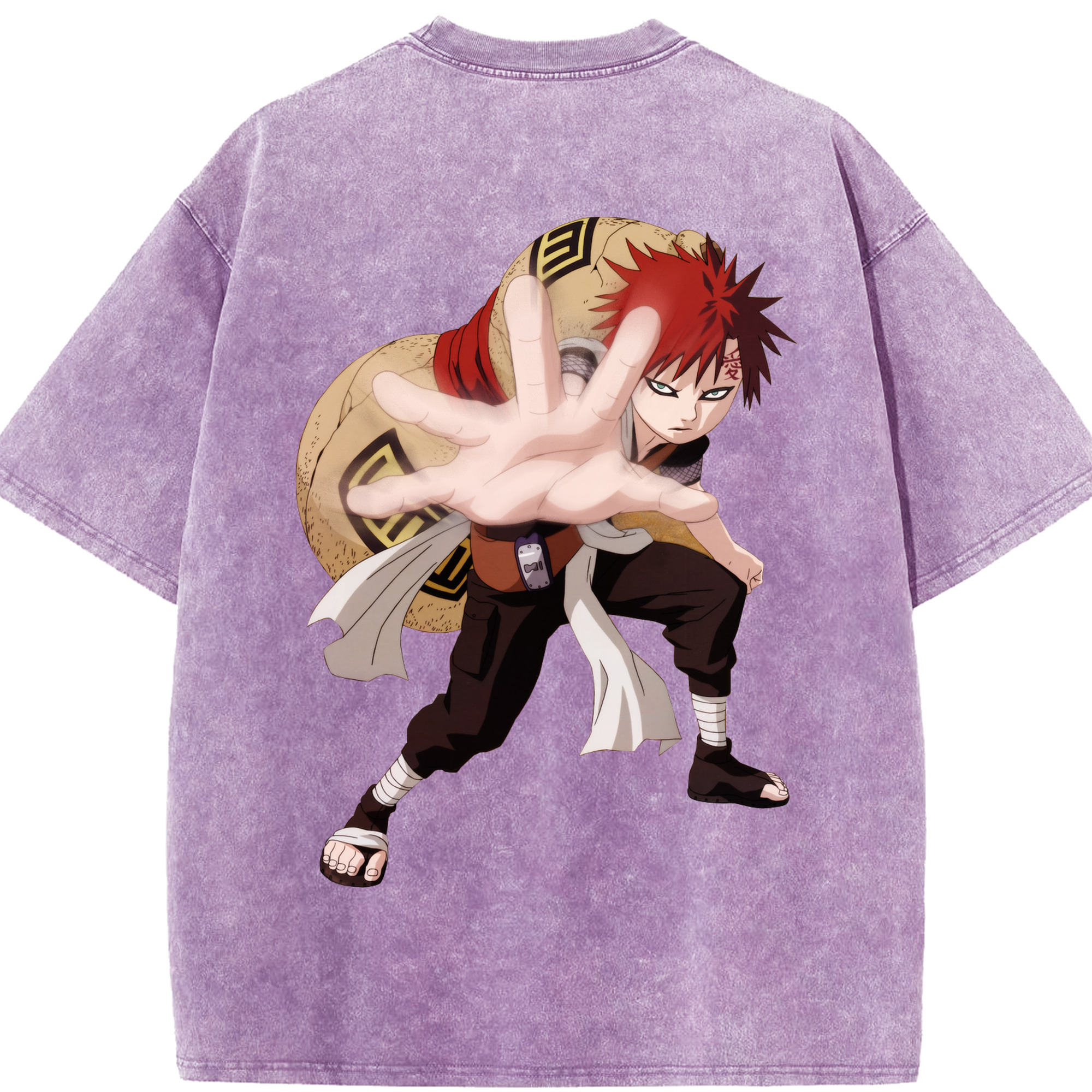 （画像用） NARUTO -ナルト- ガアラ Gaara 綿100% ヴィンテージ風 半袖Tシャツ（背面プリント）