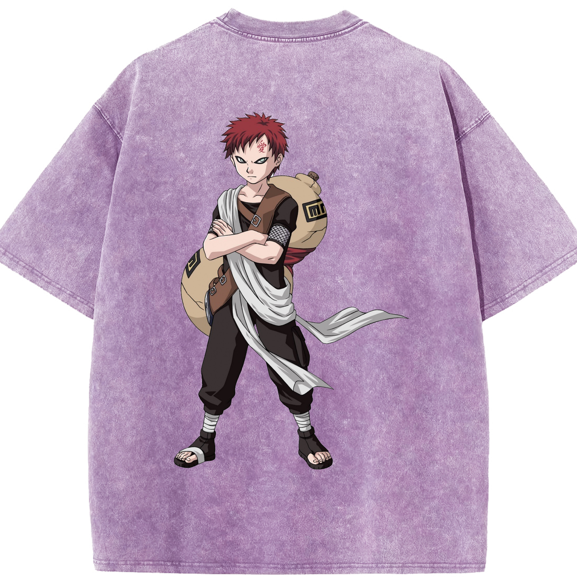 （画像用） NARUTO -ナルト- ガアラ Gaara 綿100% ヴィンテージ風 半袖Tシャツ（背面プリント）