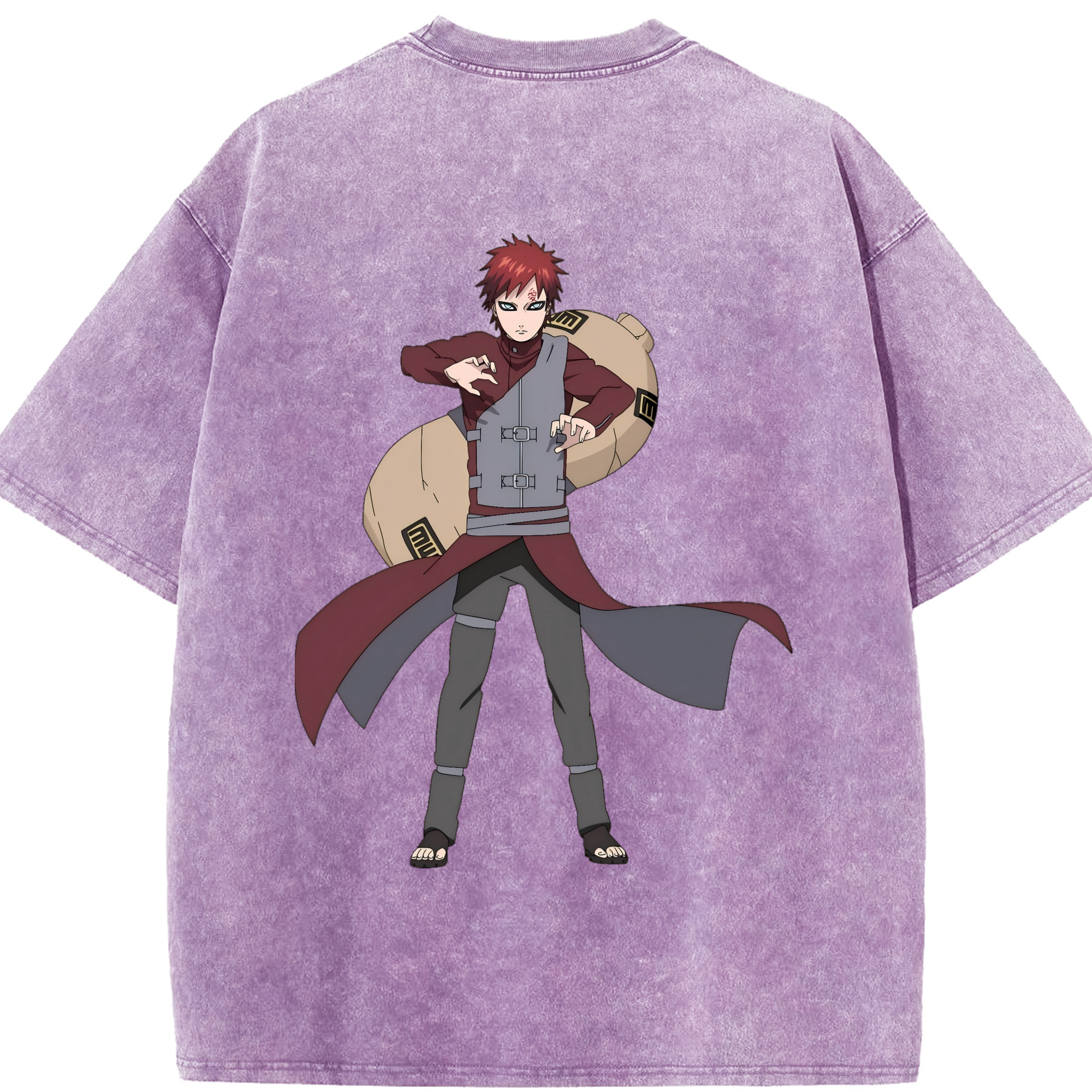 （画像用） NARUTO -ナルト- ガアラ Gaara 綿100% ヴィンテージ風 半袖Tシャツ（背面プリント）