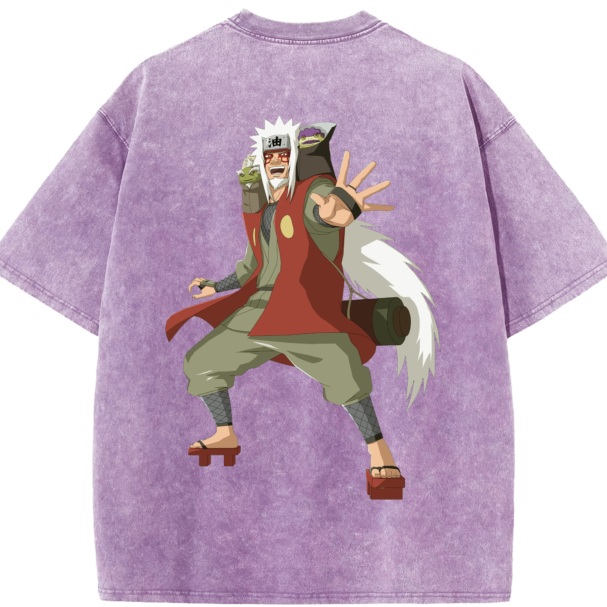 （画像用） NARUTO -ナルト- 自来也（じらいや） Jiraiya 綿100% ヴィンテージ風 半袖Tシャツ（背面プリント）