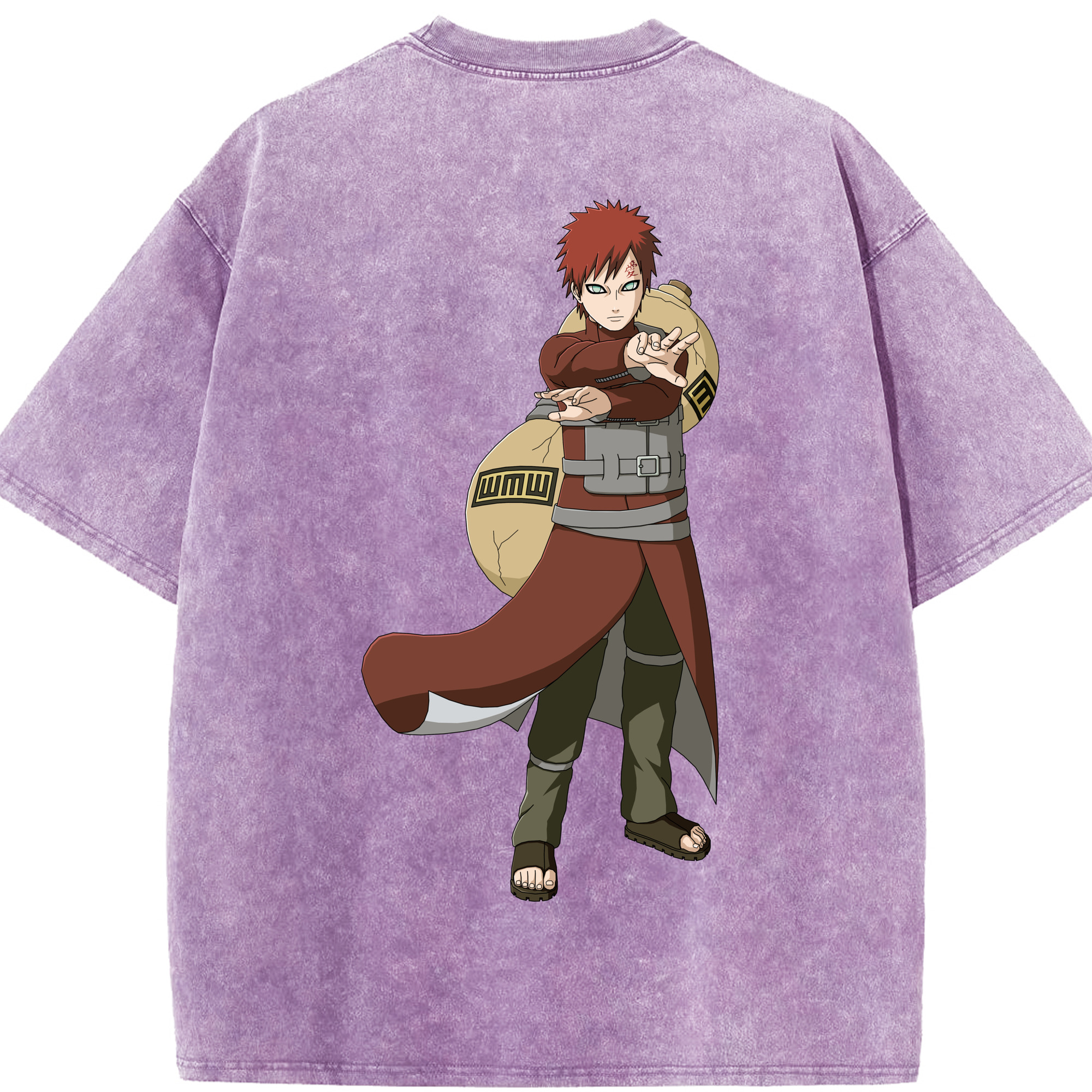 （画像用） NARUTO -ナルト- ガアラ Gaara 綿100% ヴィンテージ風 半袖Tシャツ（背面プリント）