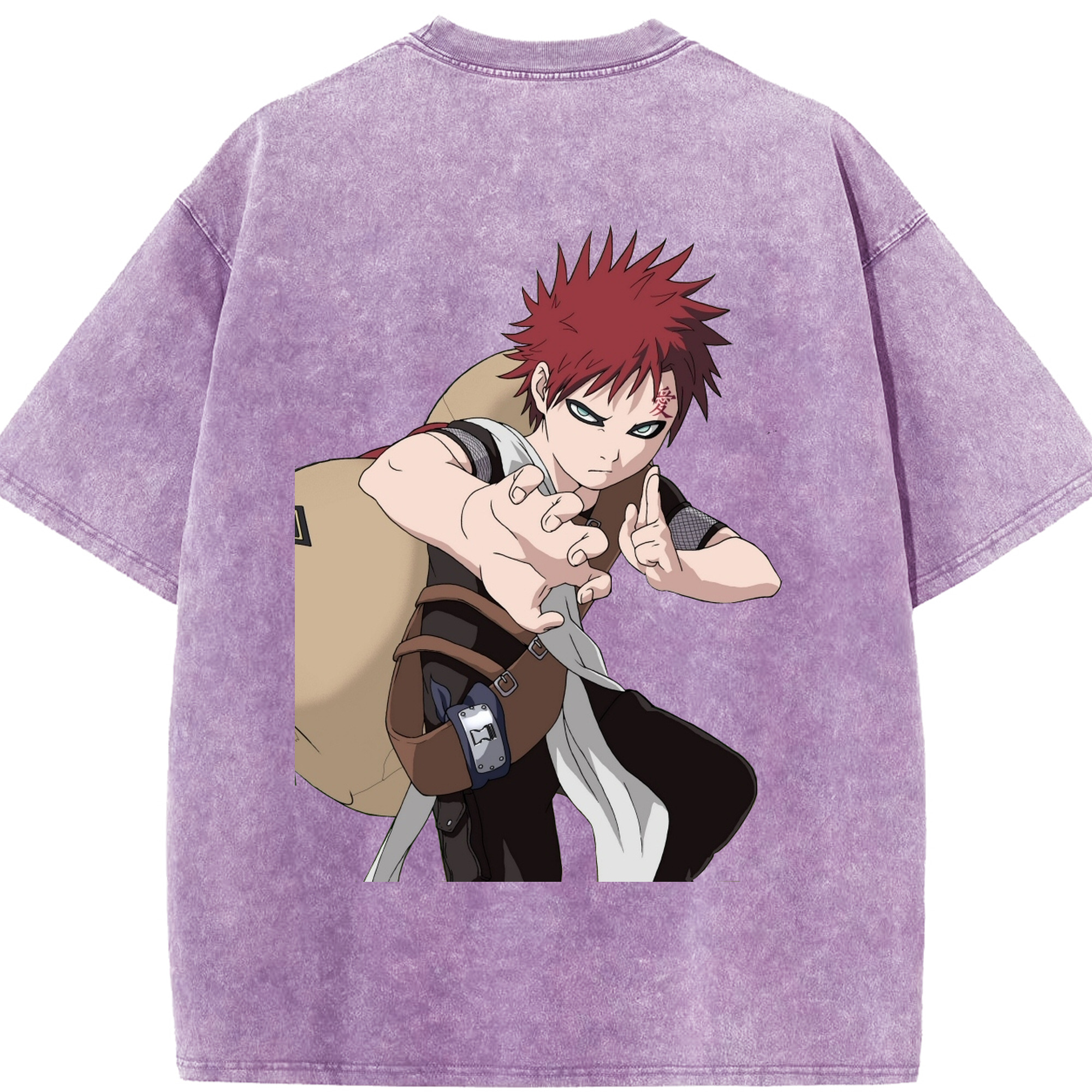 （画像用） NARUTO -ナルト- ガアラ Gaara 綿100% ヴィンテージ風 半袖Tシャツ（背面プリント）