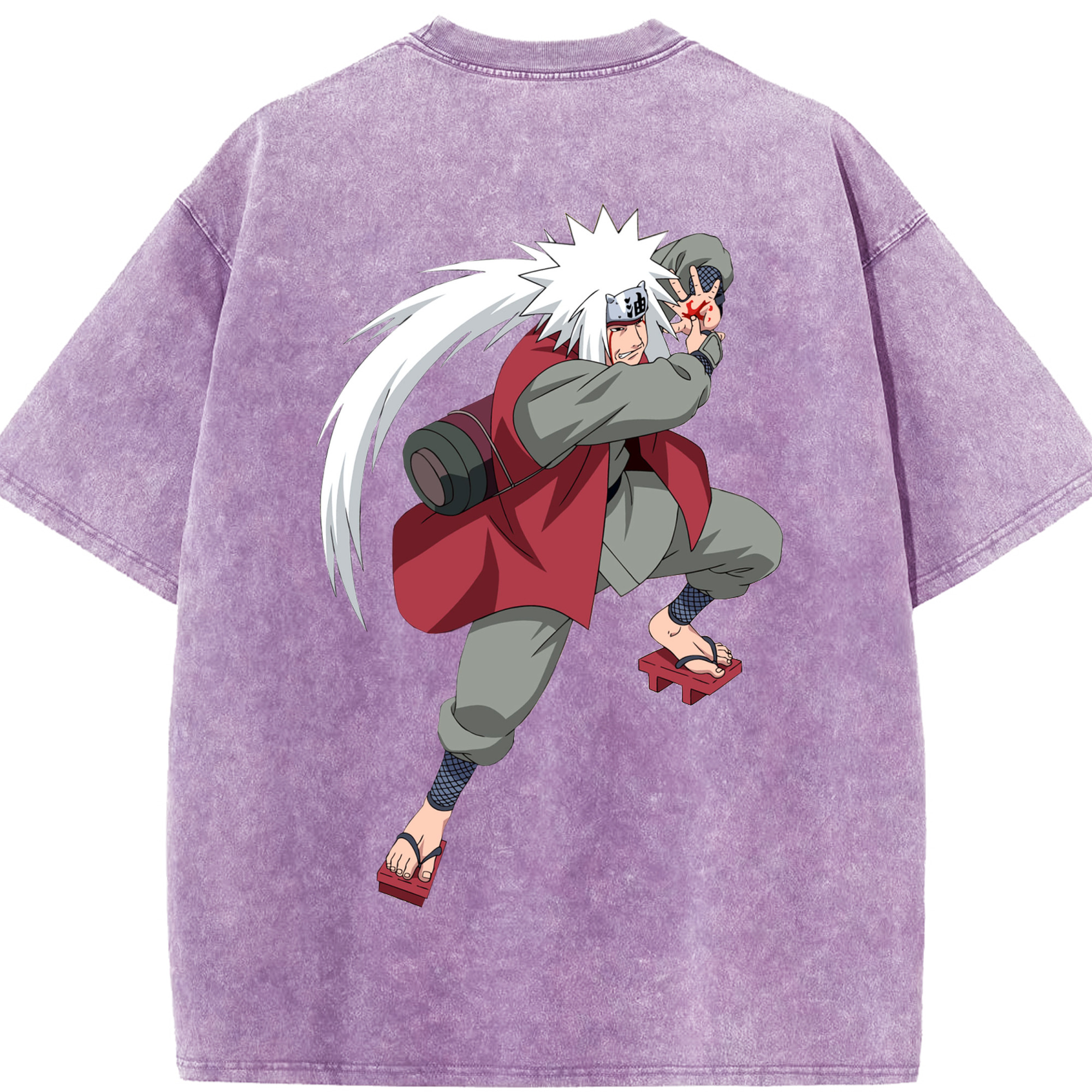 （画像用） NARUTO -ナルト- 自来也（じらいや） Jiraiya 綿100% ヴィンテージ風 半袖Tシャツ（背面プリント）