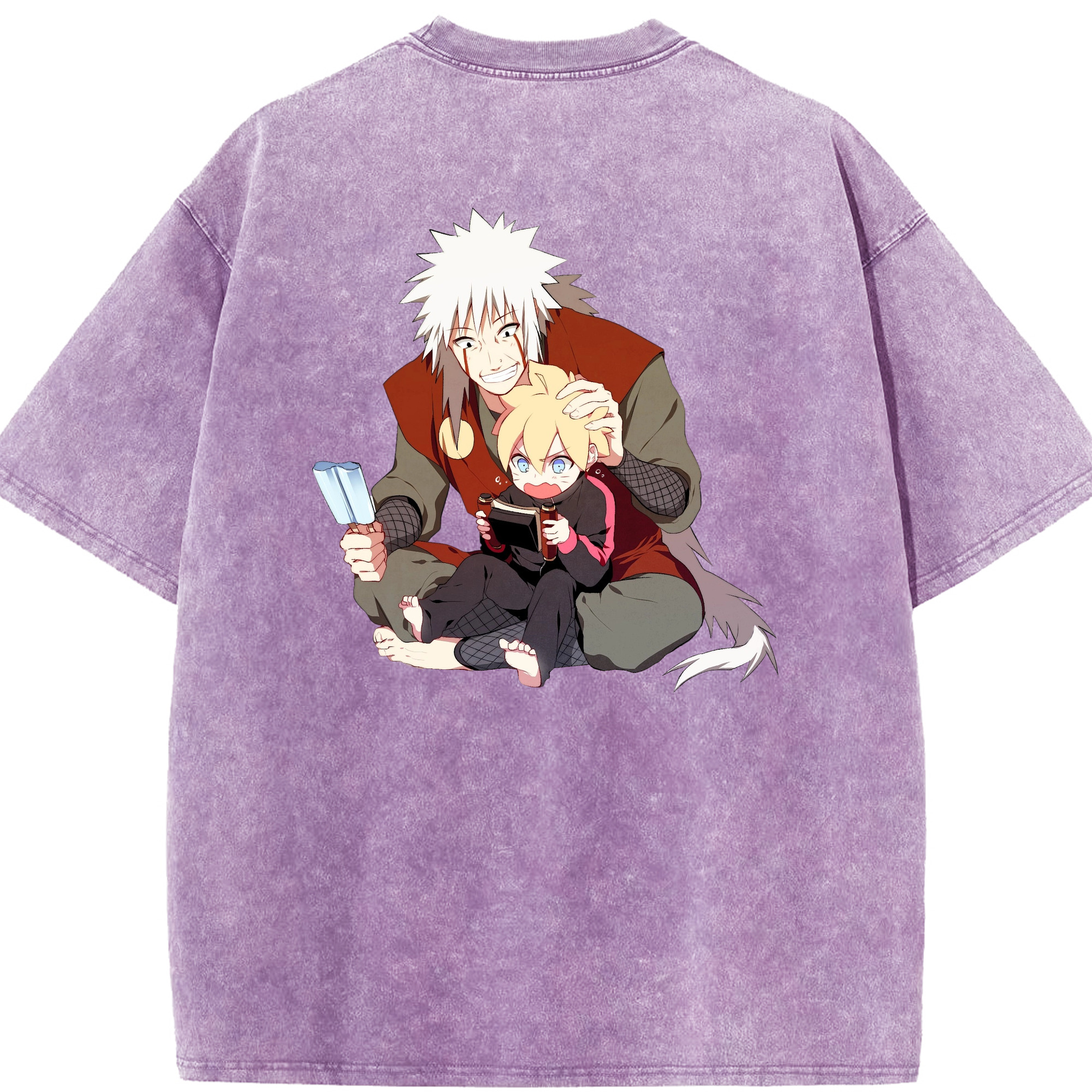 （画像用） NARUTO -ナルト- 自来也（じらいや） Jiraiya 綿100% ヴィンテージ風 半袖Tシャツ（背面プリント）