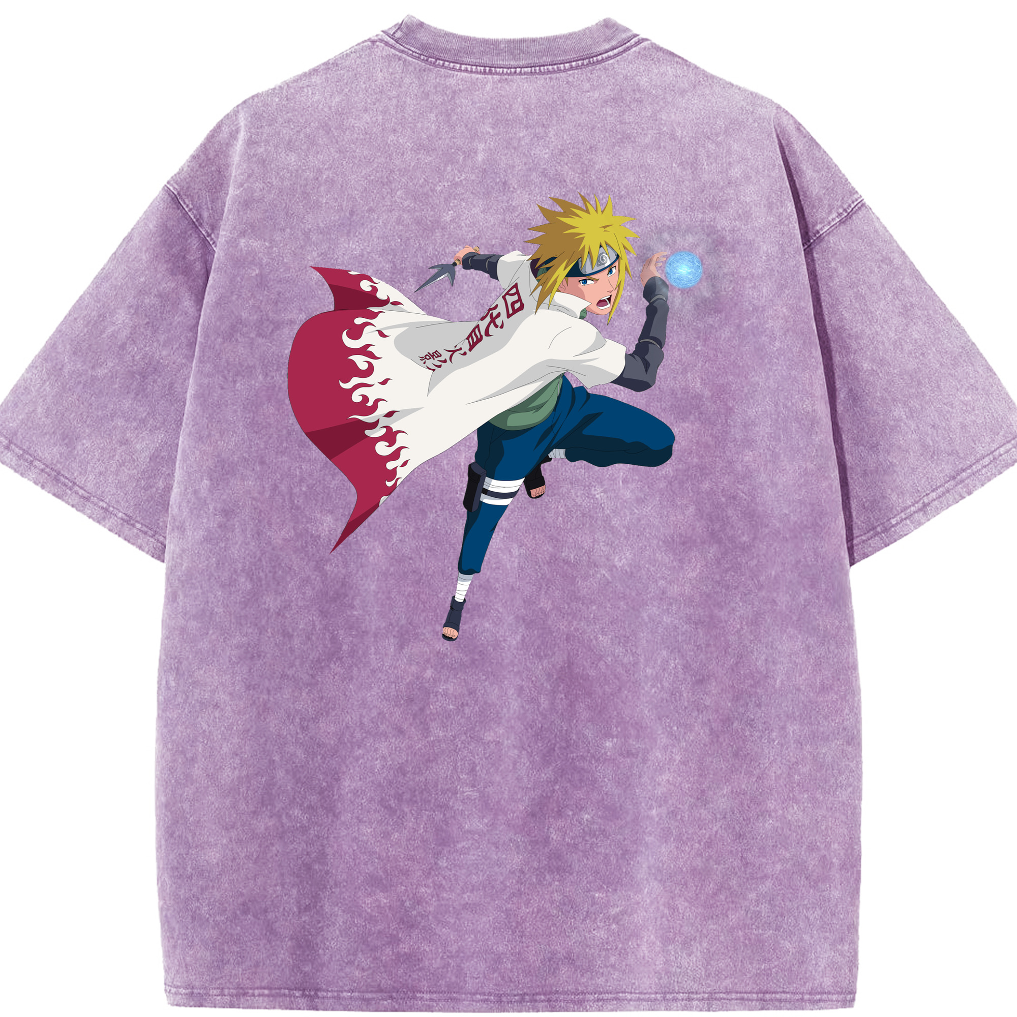 （画像用） NARUTO -ナルト- 波風 ミナト Namikaze Minato 綿100% ヴィンテージ風 半袖Tシャツ（背面プリント）