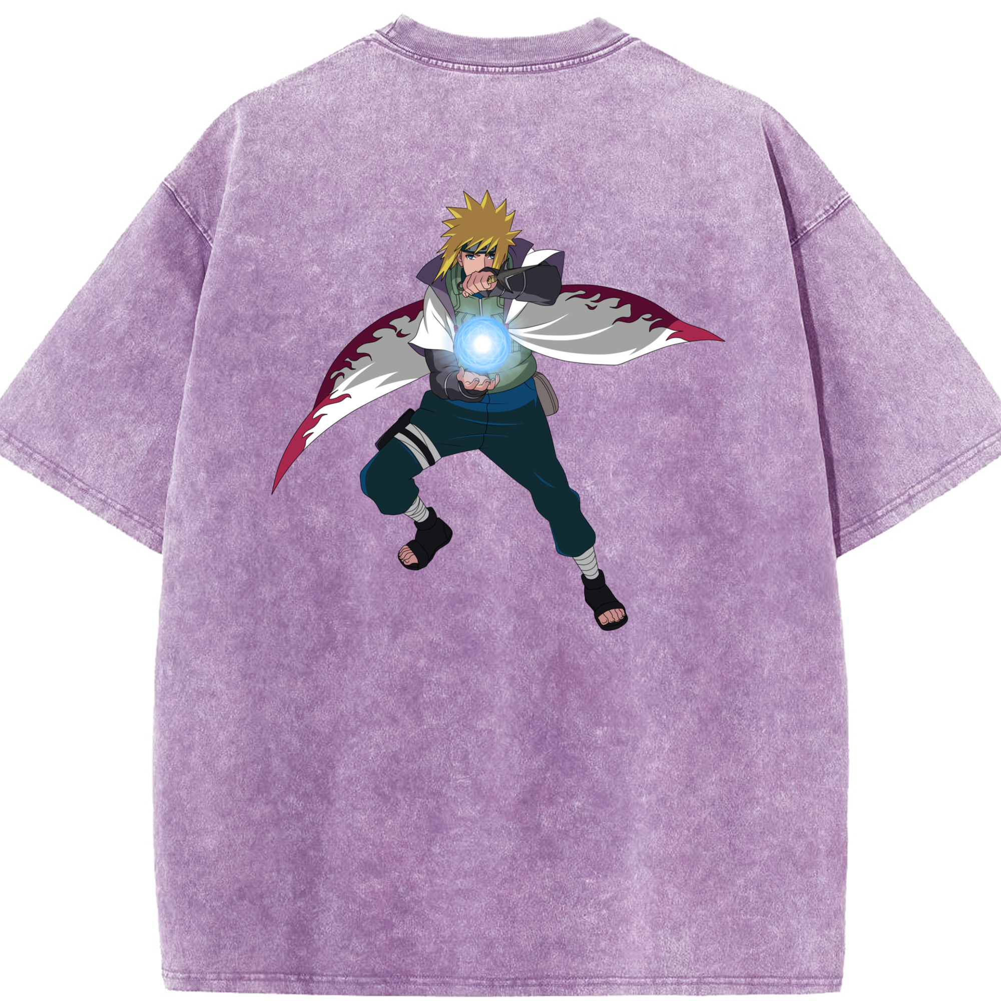 （画像用） NARUTO -ナルト- 波風 ミナト Namikaze Minato 綿100% ヴィンテージ風 半袖Tシャツ（背面プリント）