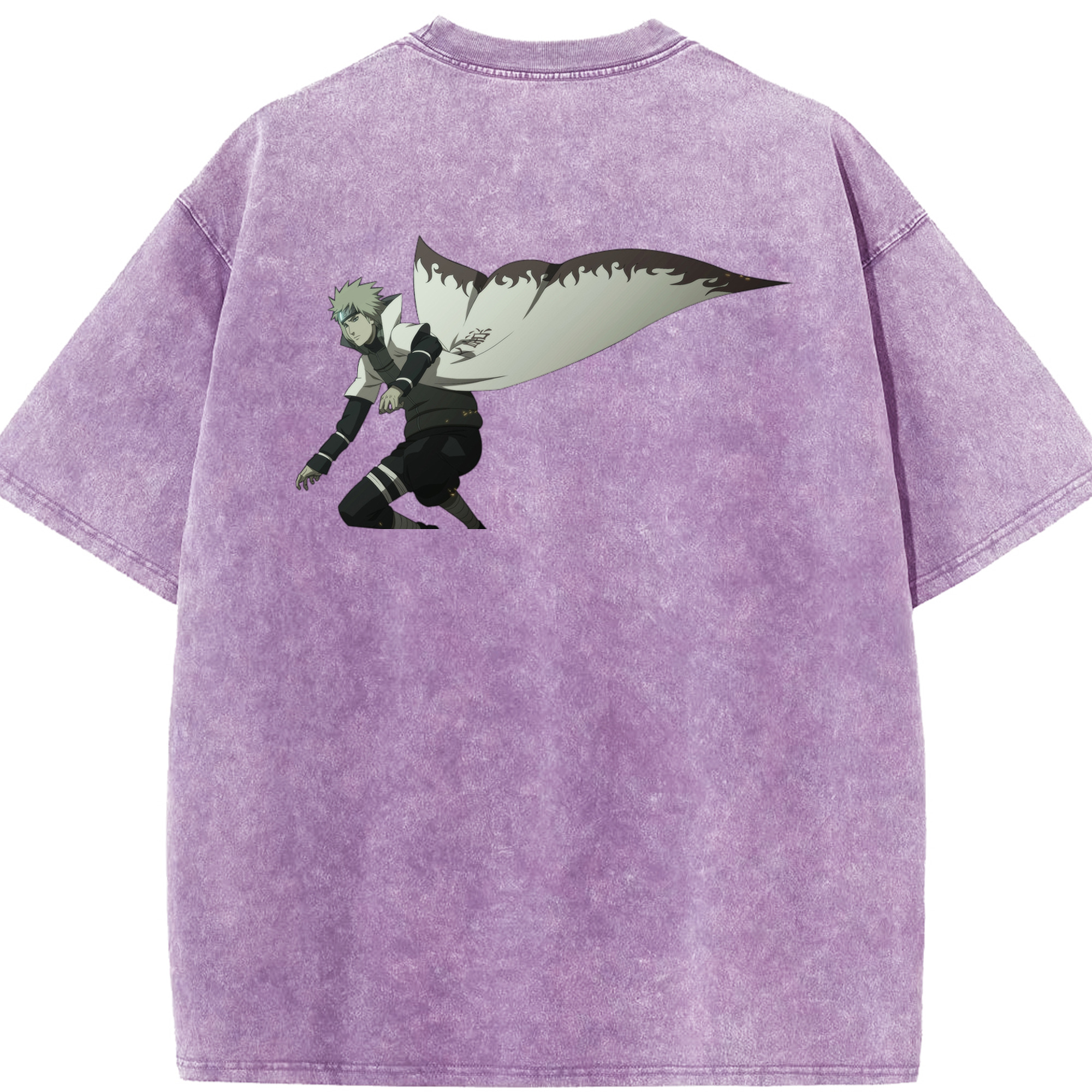 （画像用） NARUTO -ナルト- 波風 ミナト Namikaze Minato 綿100% ヴィンテージ風 半袖Tシャツ（背面プリント）