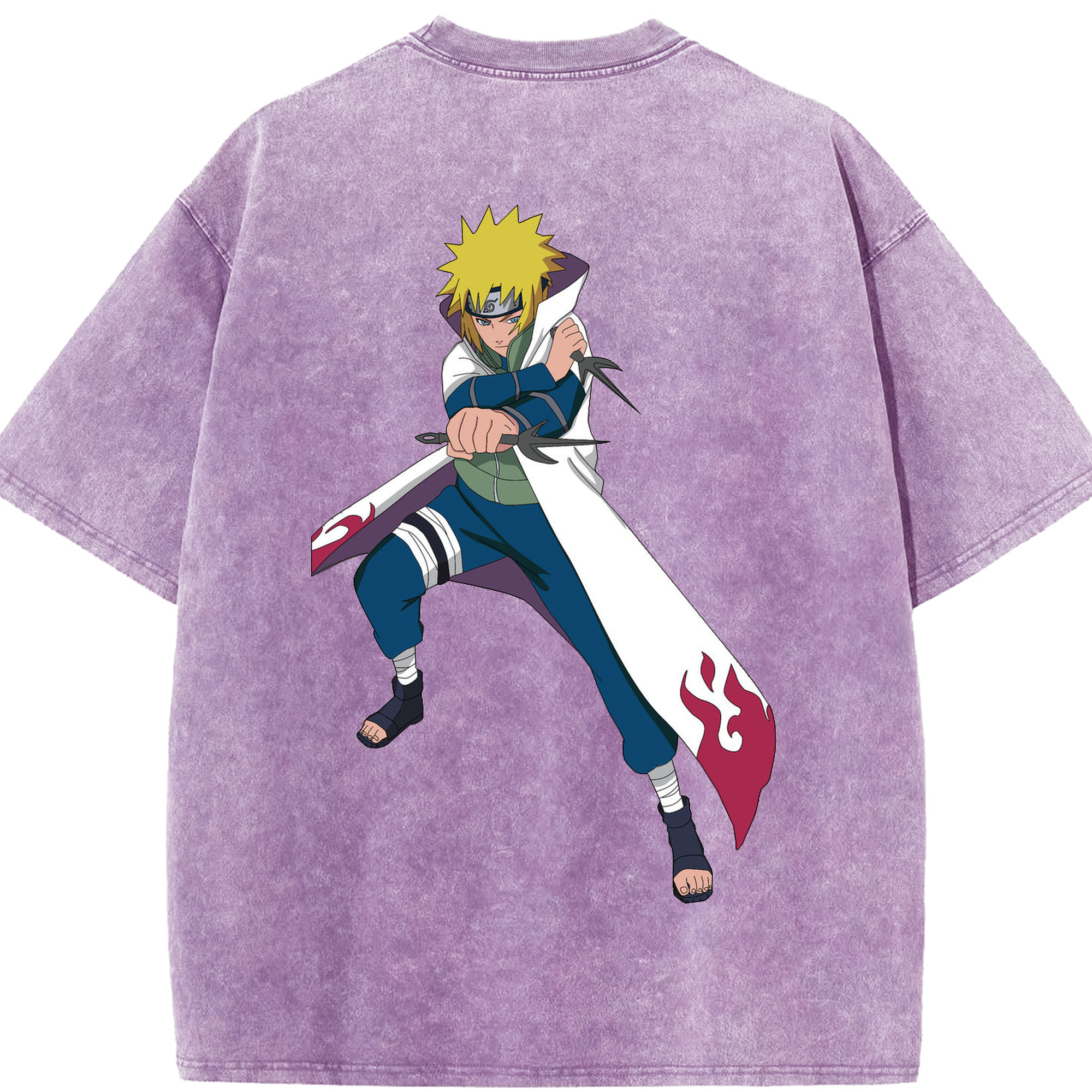 （画像用） NARUTO -ナルト- 波風 ミナト Namikaze Minato 綿100% ヴィンテージ風 半袖Tシャツ（背面プリント）