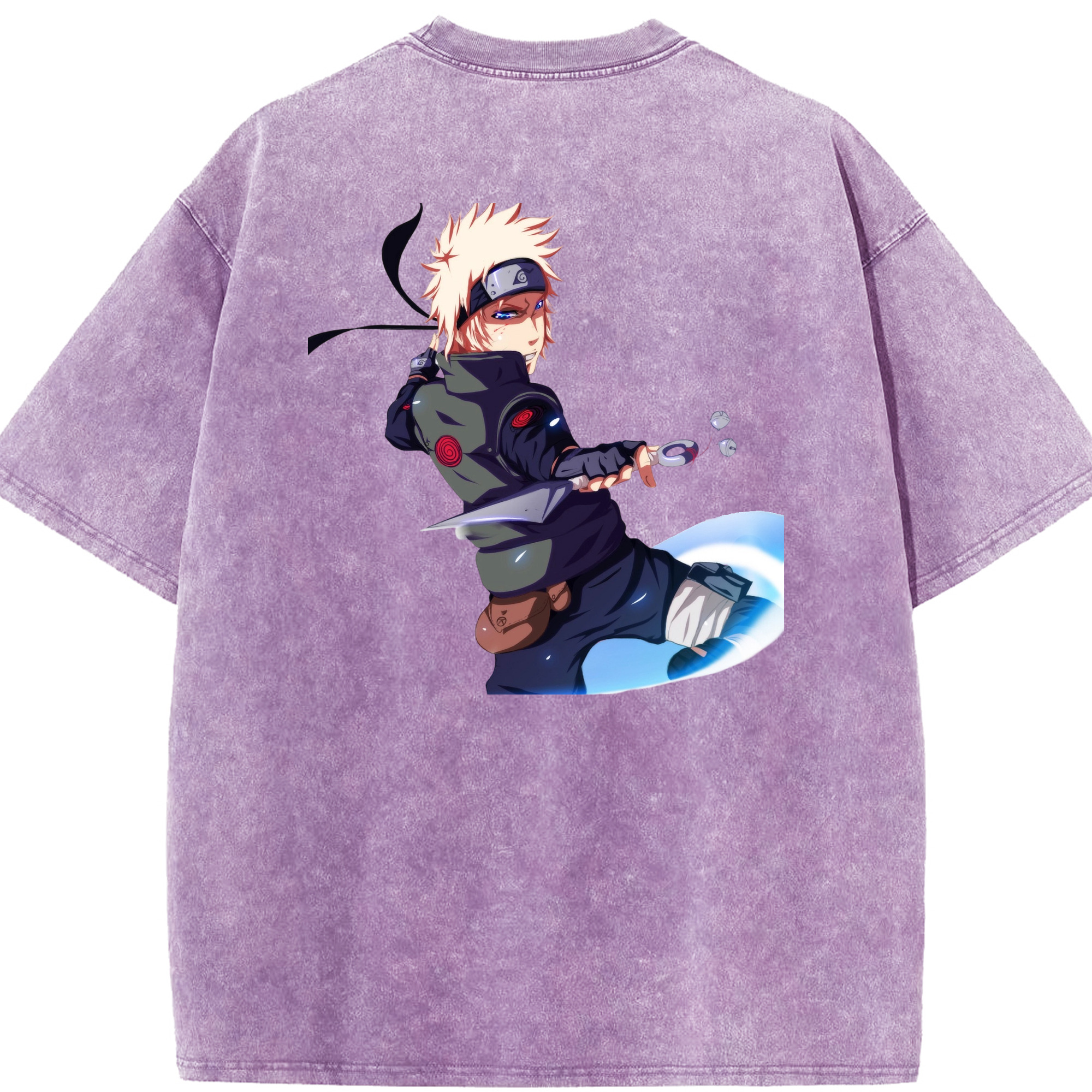 （画像用） NARUTO -ナルト- 波風 ミナト Namikaze Minato 綿100% ヴィンテージ風 半袖Tシャツ（背面プリント）