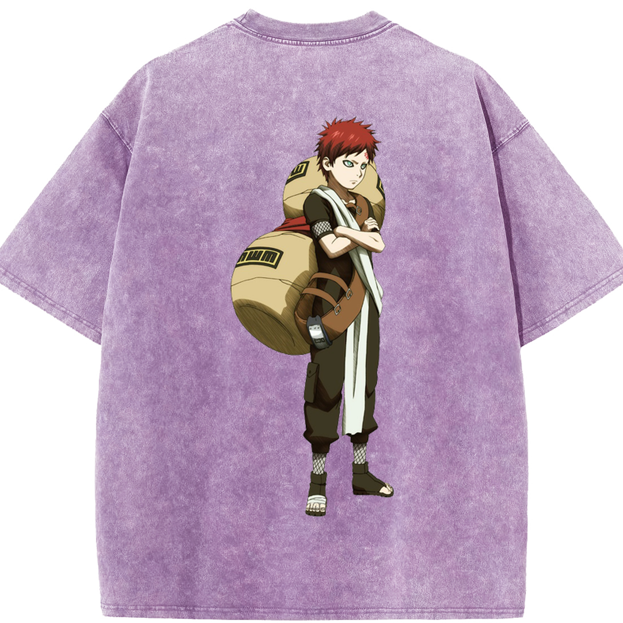 （画像用） NARUTO -ナルト- ガアラ Gaara 綿100% ヴィンテージ風 半袖Tシャツ（背面プリント）