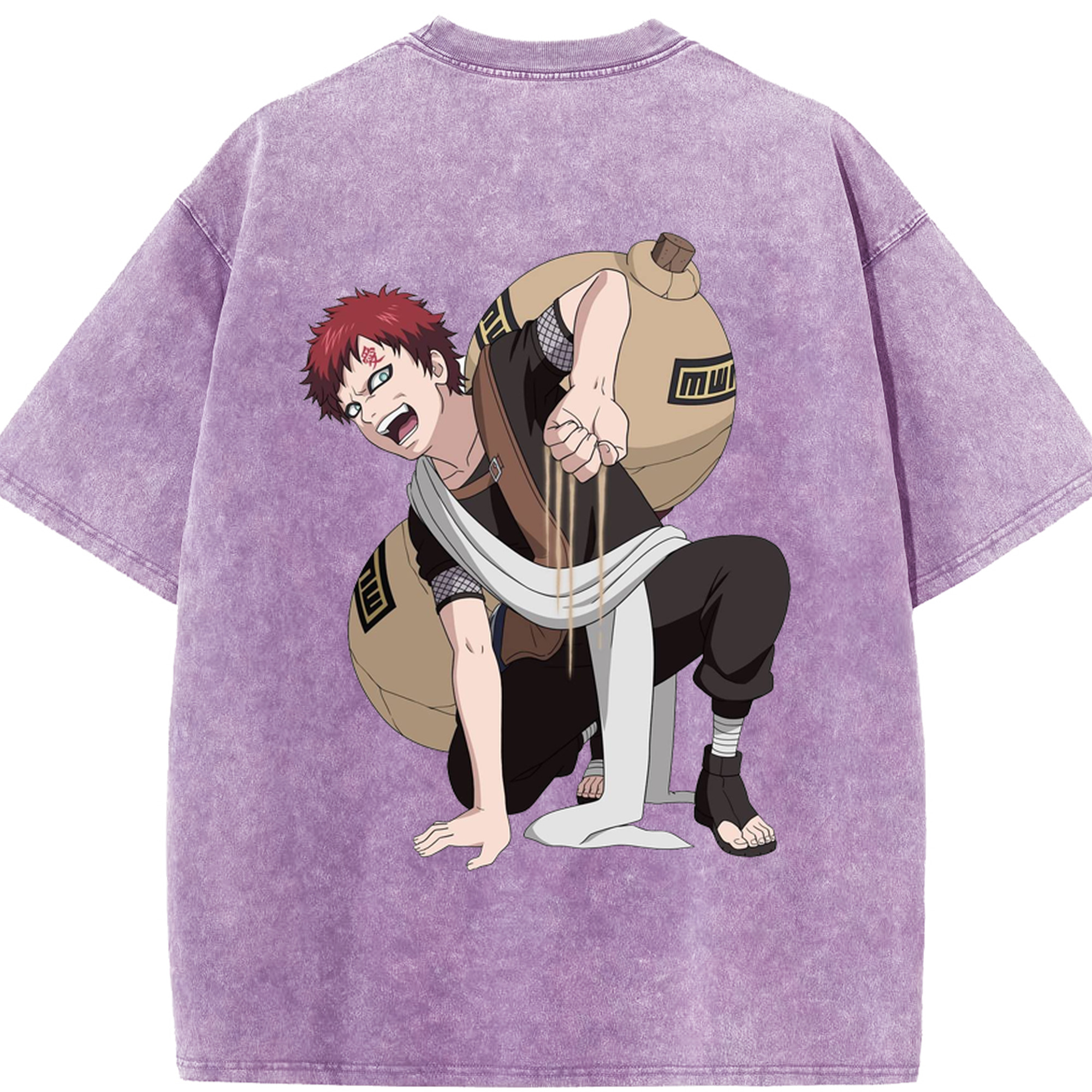 （画像用） NARUTO -ナルト- ガアラ Gaara 綿100% ヴィンテージ風 半袖Tシャツ（背面プリント）