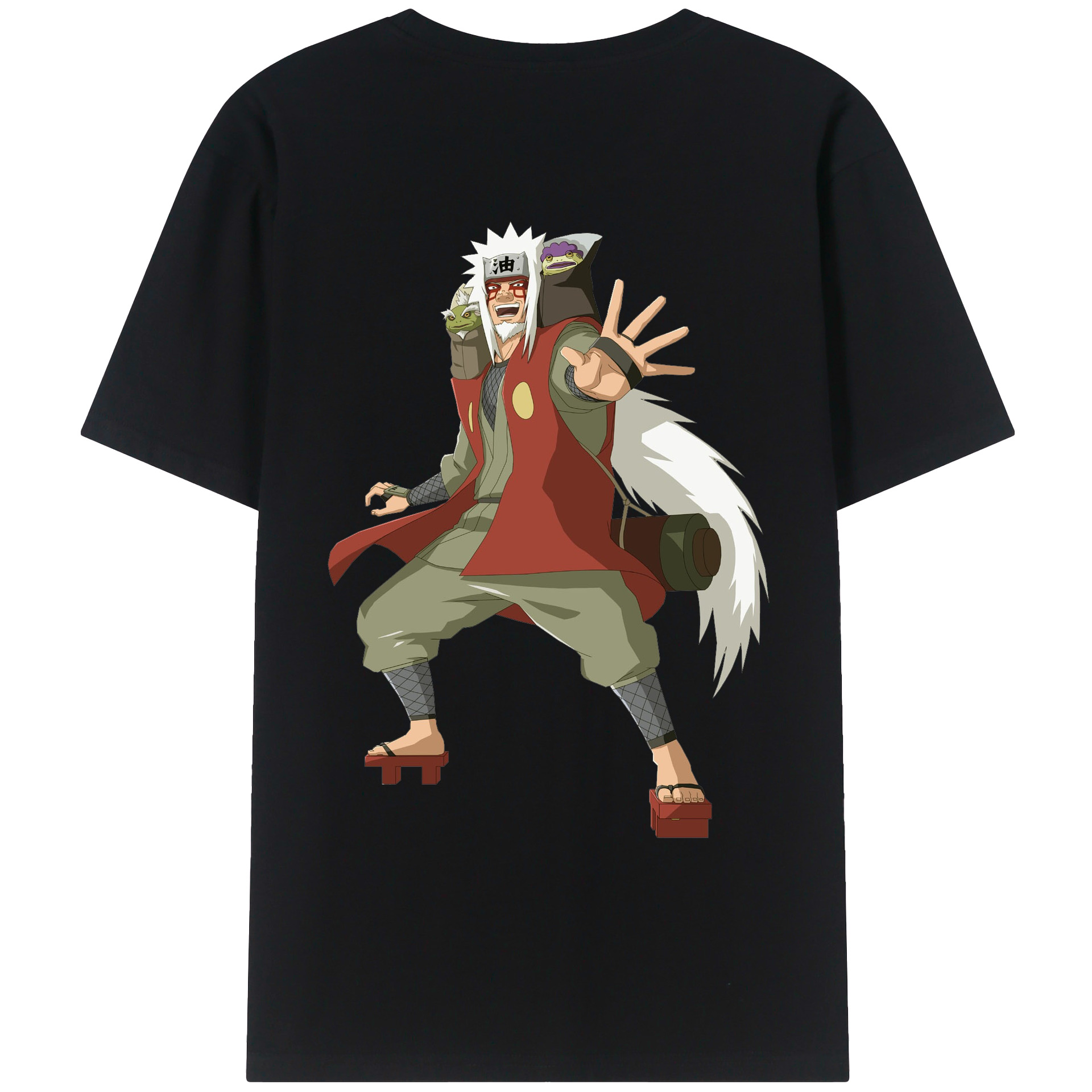 （画像用） NARUTO -ナルト- 自来也（じらいや） Jiraiya 綿100％ メンズ半袖Tシャツ（バックプリント） 通気性