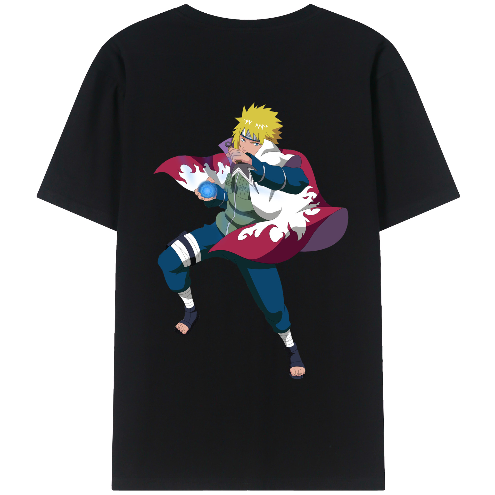 （画像用） NARUTO -ナルト- 波風 ミナト Namikaze Minato 綿100％ メンズ半袖Tシャツ（バックプリント） 通気性