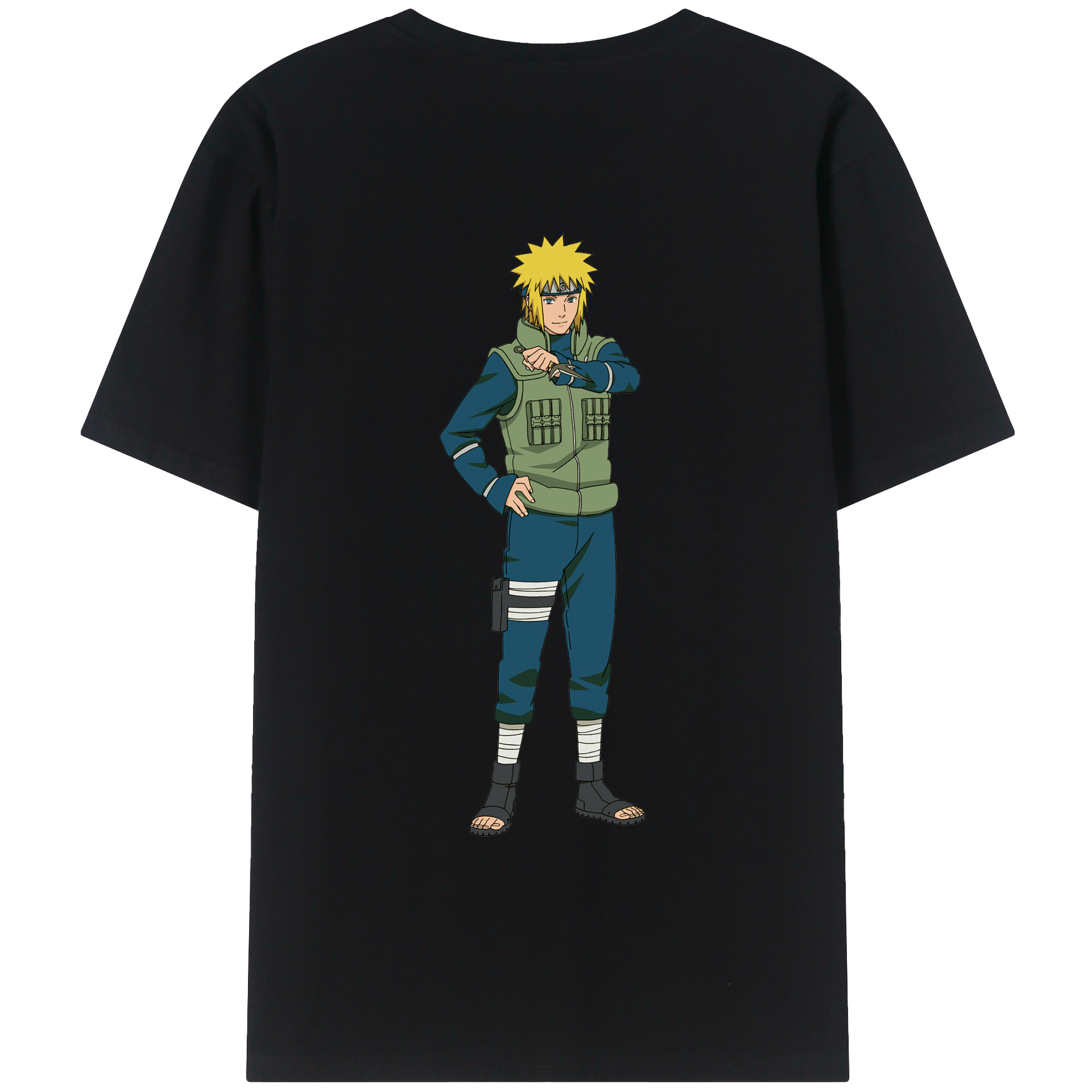 （画像用） NARUTO -ナルト- 波風 ミナト Namikaze Minato 綿100％ メンズ半袖Tシャツ（バックプリント） 通気性