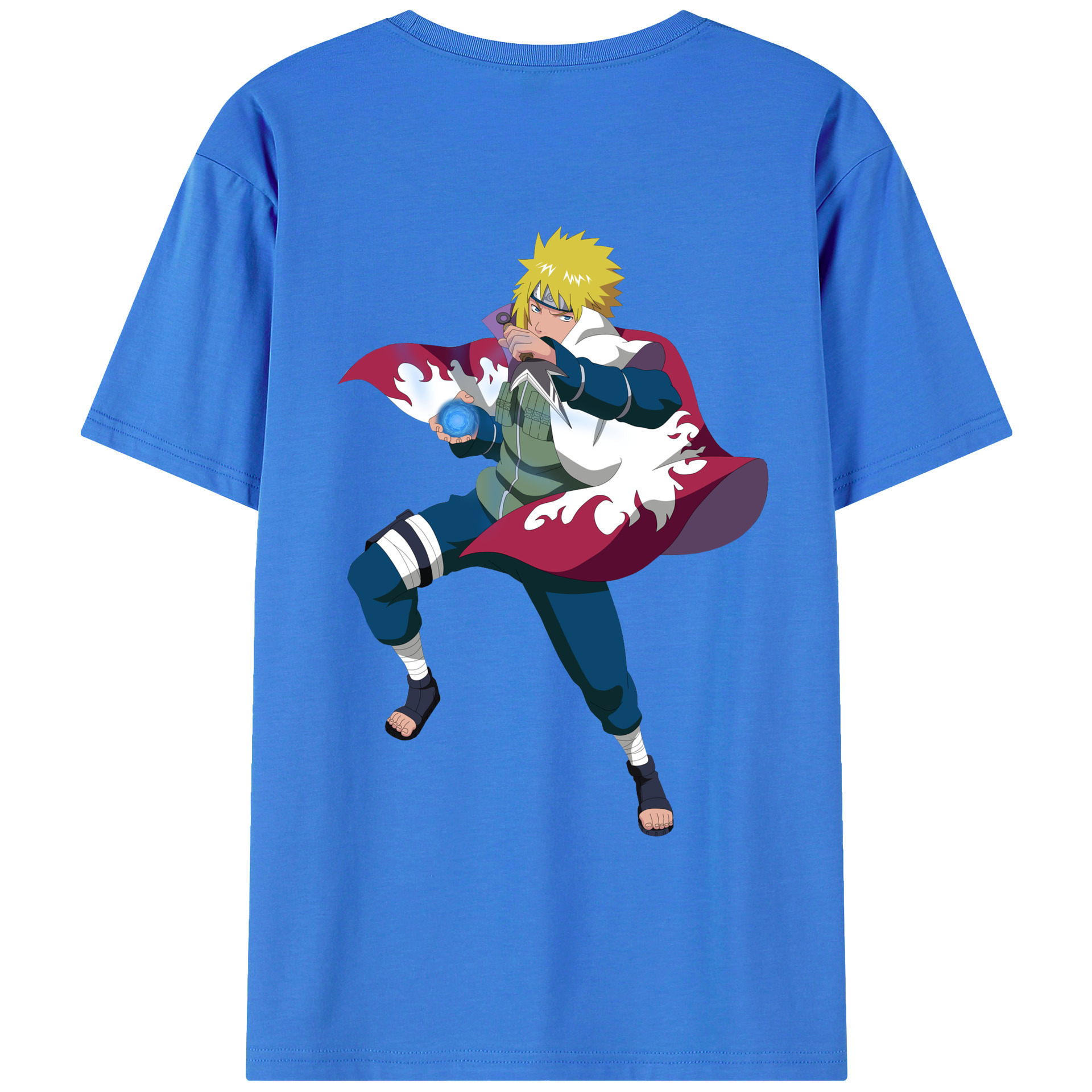 （画像用） NARUTO -ナルト- 波風 ミナト Namikaze Minato 綿100％ メンズ半袖Tシャツ（バックプリント） 通気性