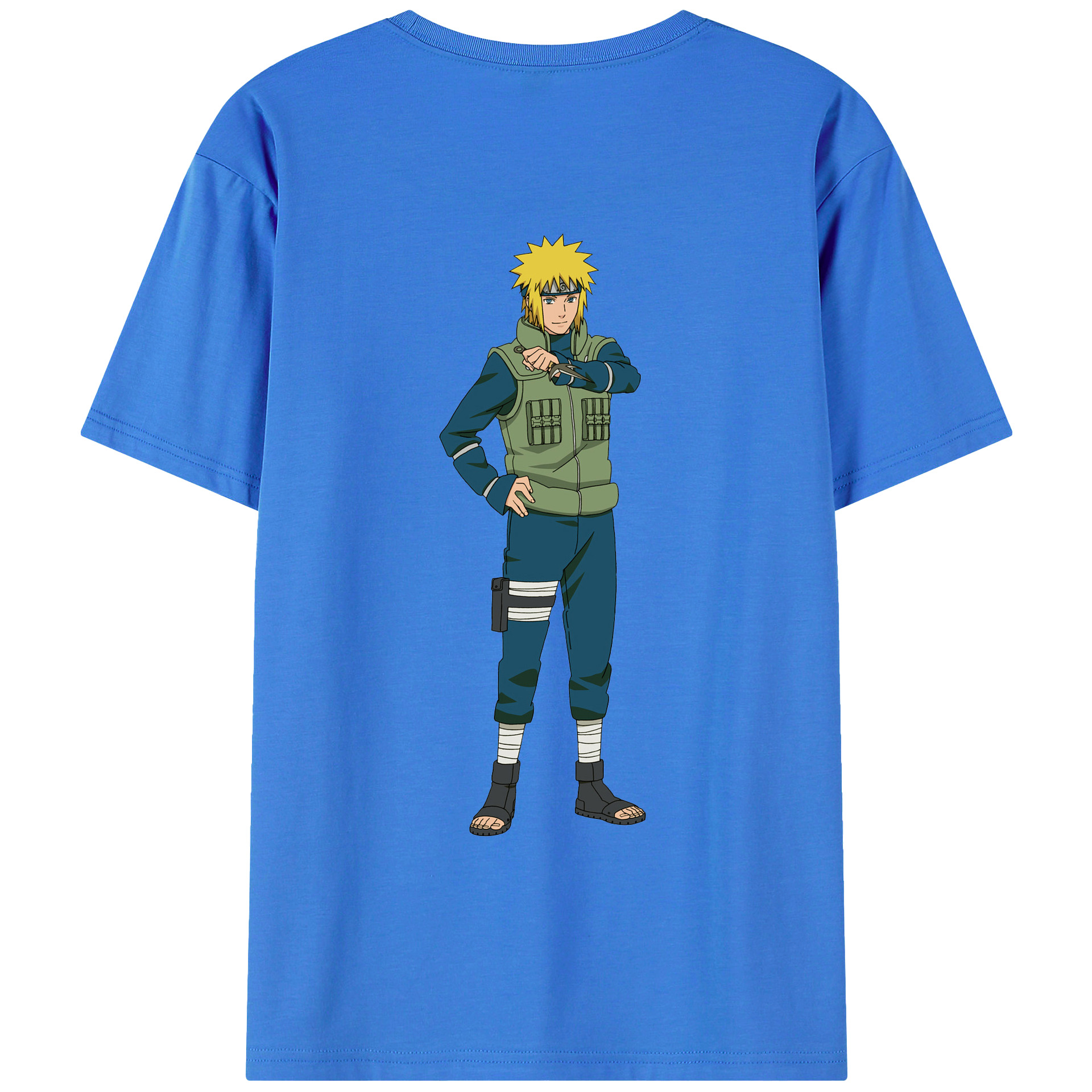 （画像用） NARUTO -ナルト- 波風 ミナト Namikaze Minato 綿100％ メンズ半袖Tシャツ（バックプリント） 通気性