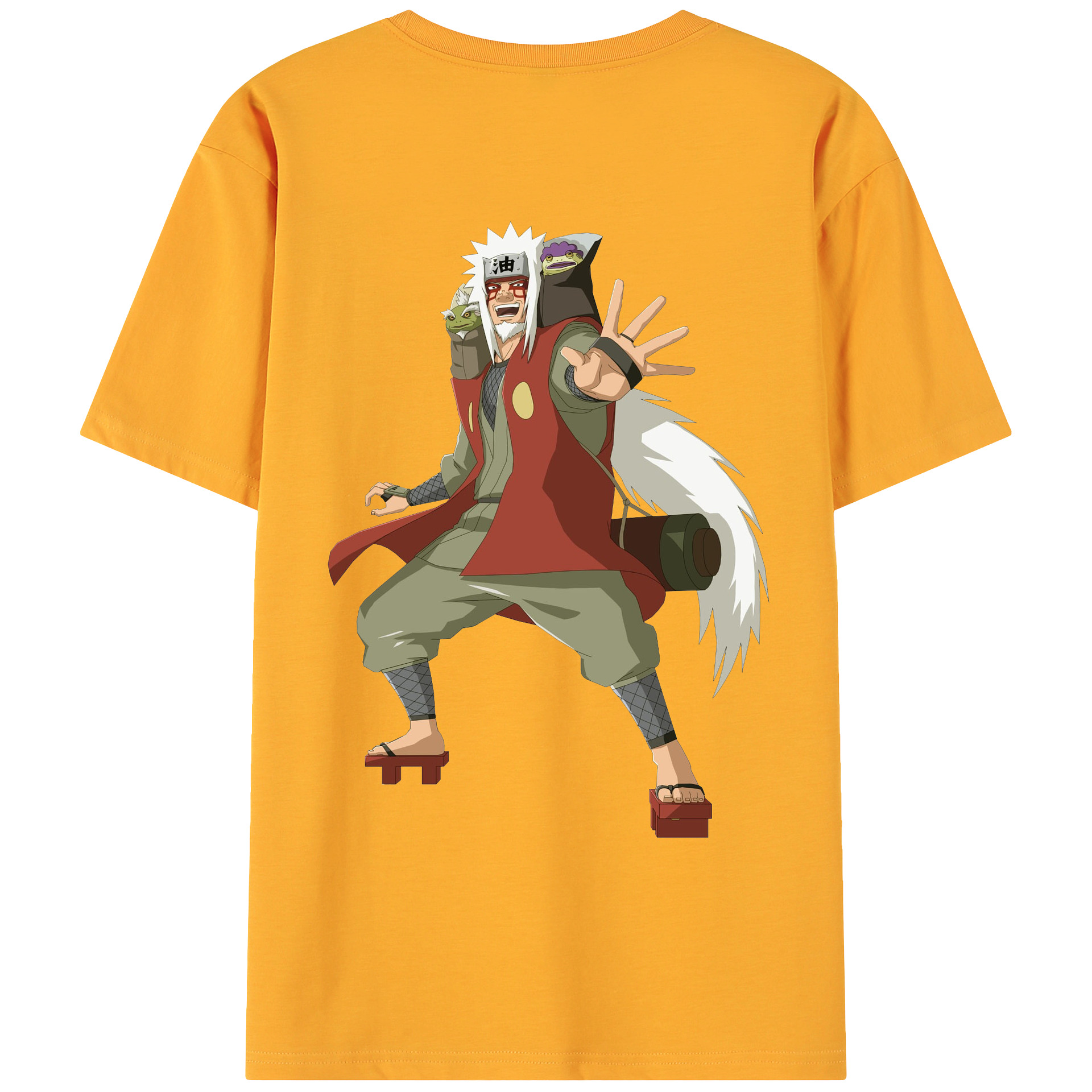 （画像用） NARUTO -ナルト- 自来也（じらいや） Jiraiya 綿100％ メンズ半袖Tシャツ（バックプリント） 通気性
