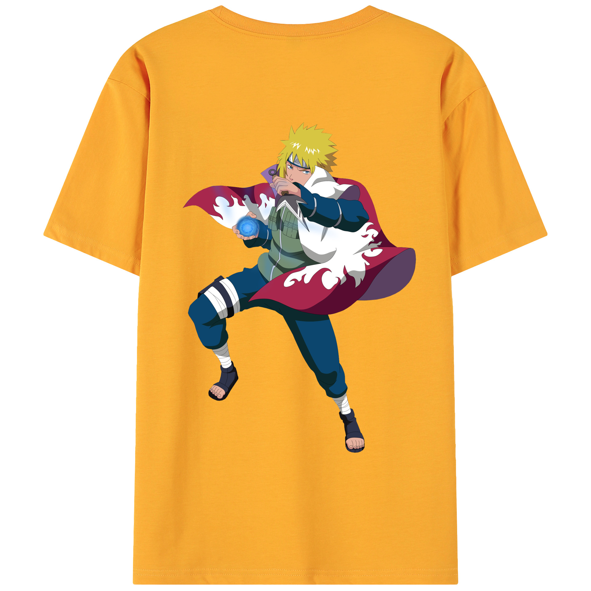 （画像用） NARUTO -ナルト- 波風 ミナト Namikaze Minato 綿100％ メンズ半袖Tシャツ（バックプリント） 通気性