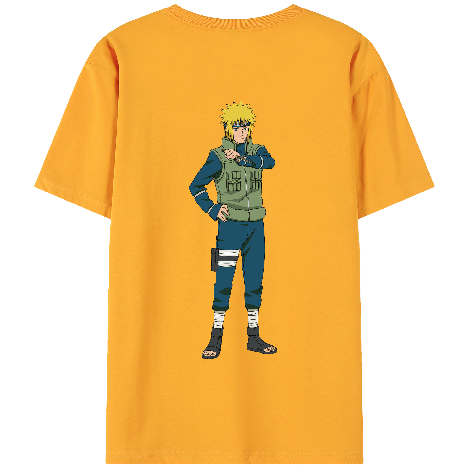 （画像用） NARUTO -ナルト- 波風 ミナト Namikaze Minato 綿100％ メンズ半袖Tシャツ（バックプリント） 通気性