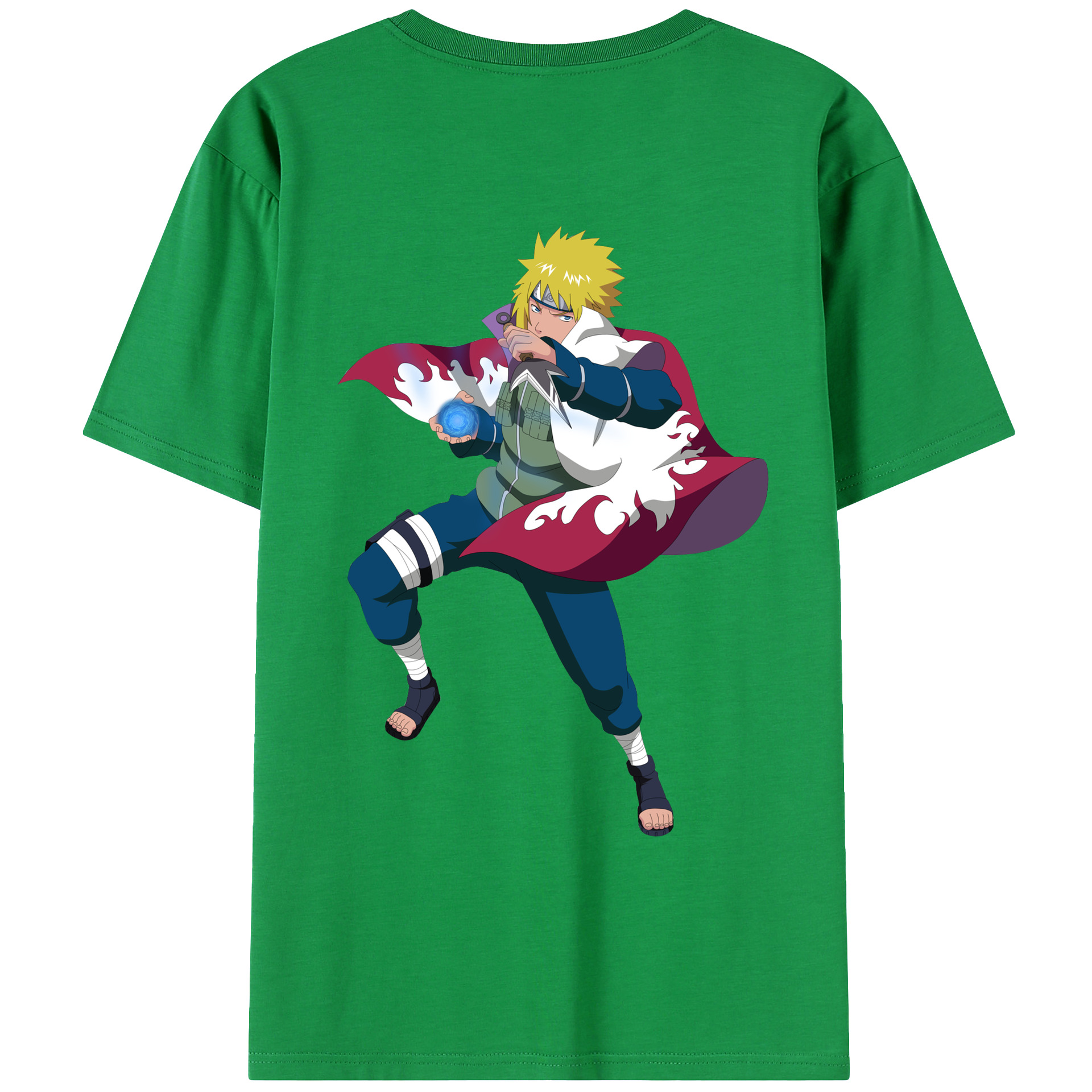 （画像用） NARUTO -ナルト- 波風 ミナト Namikaze Minato 綿100％ メンズ半袖Tシャツ（バックプリント） 通気性