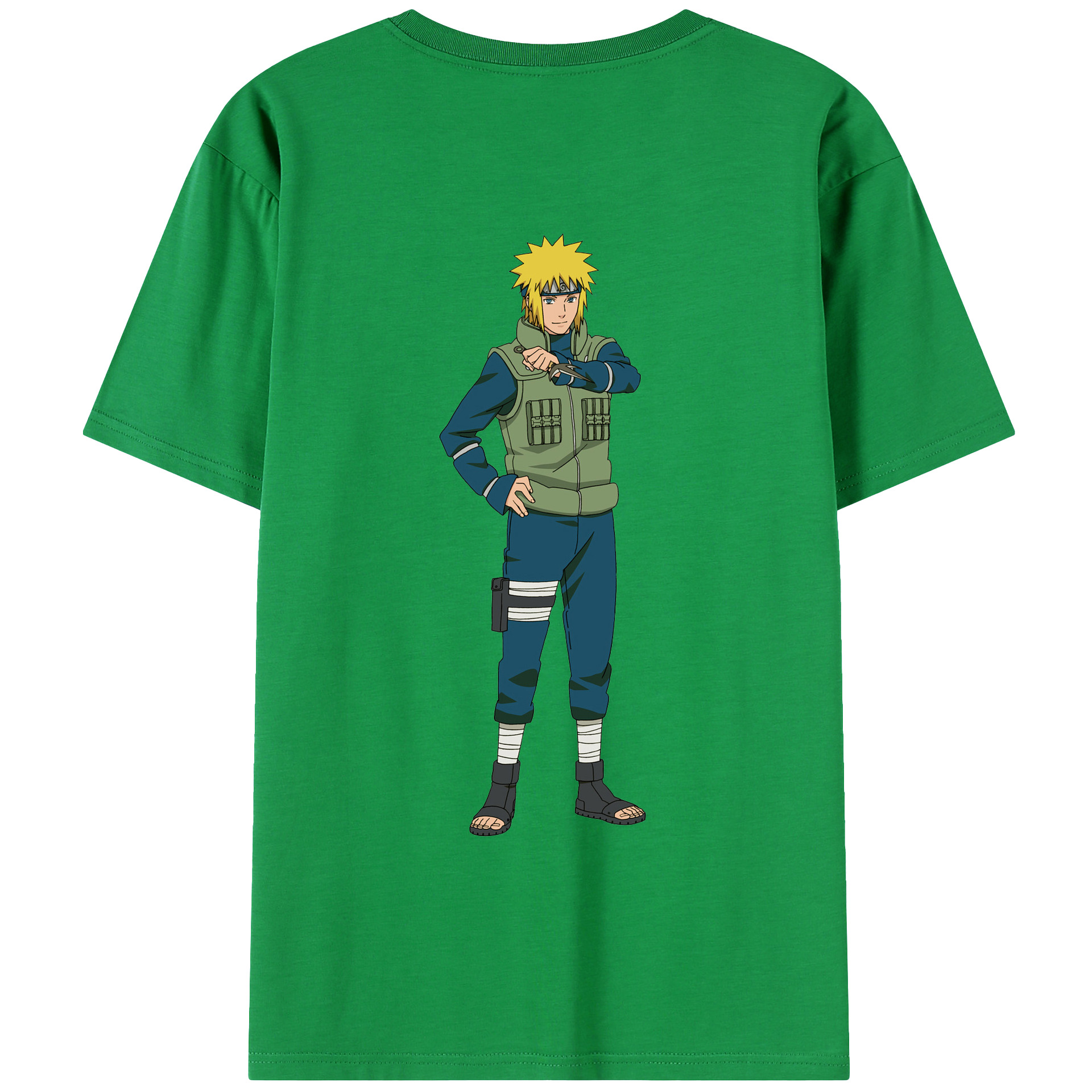 （画像用） NARUTO -ナルト- 波風 ミナト Namikaze Minato 綿100％ メンズ半袖Tシャツ（バックプリント） 通気性