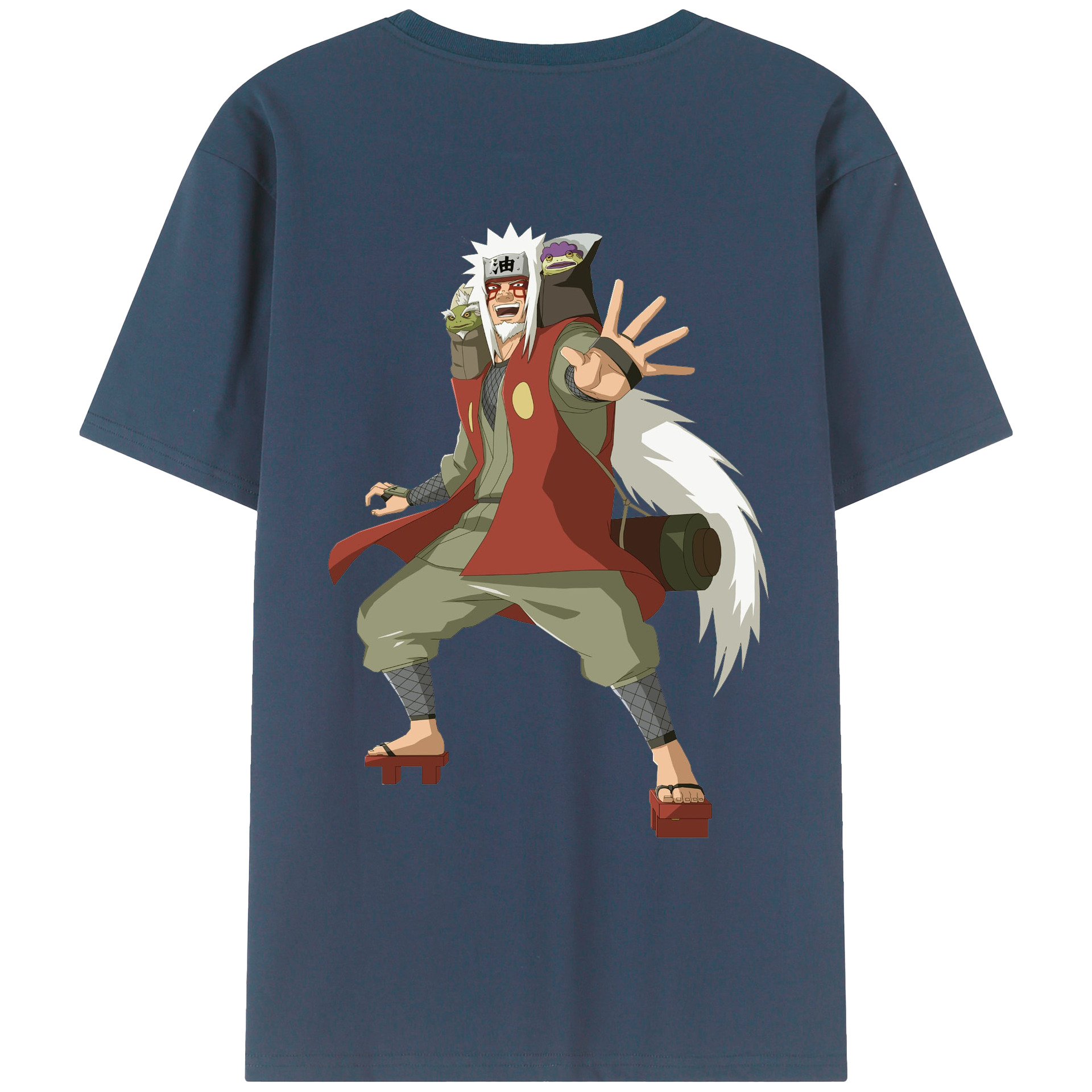 （画像用） NARUTO -ナルト- 自来也（じらいや） Jiraiya 綿100％ メンズ半袖Tシャツ（バックプリント） 通気性