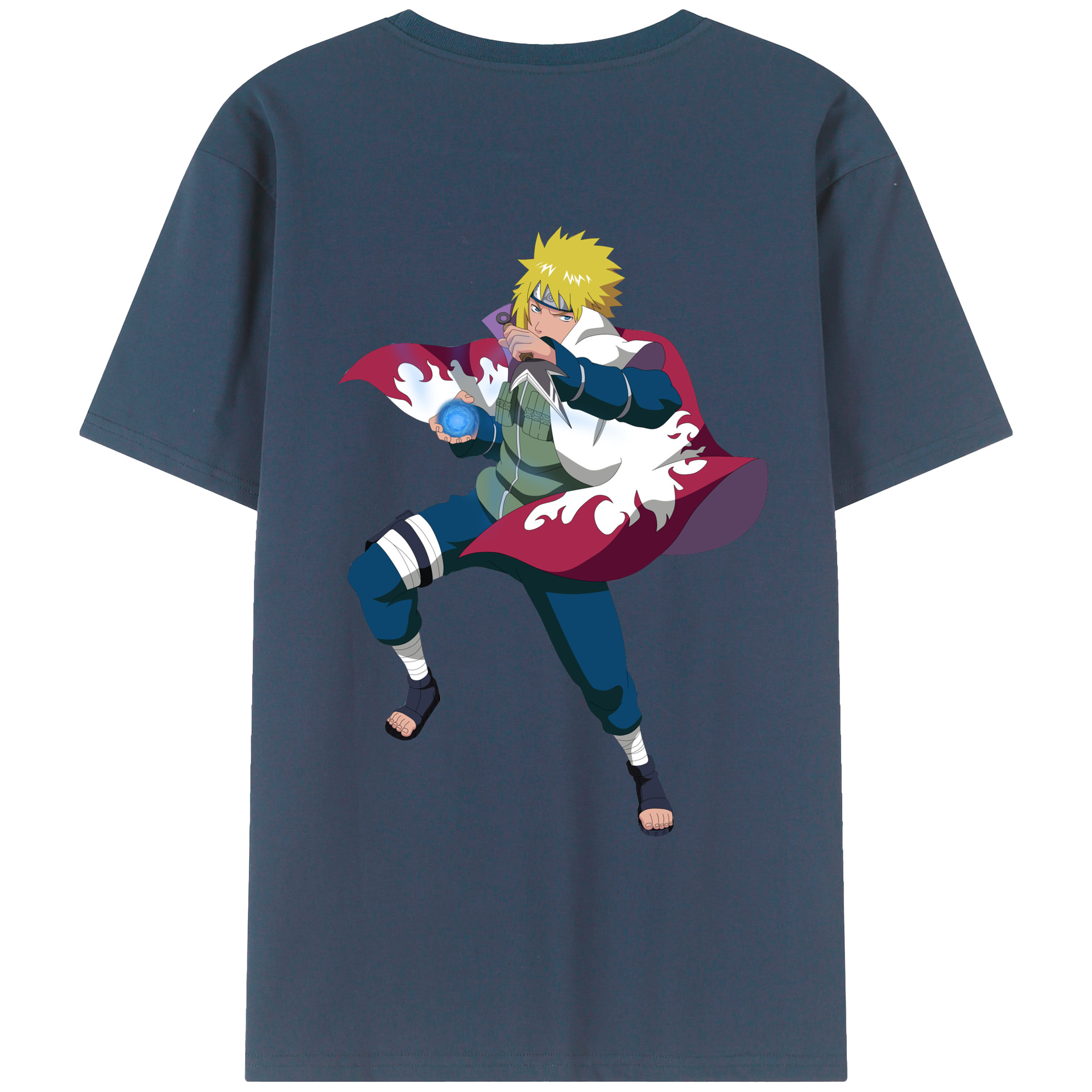 （画像用） NARUTO -ナルト- 波風 ミナト Namikaze Minato 綿100％ メンズ半袖Tシャツ（バックプリント） 通気性