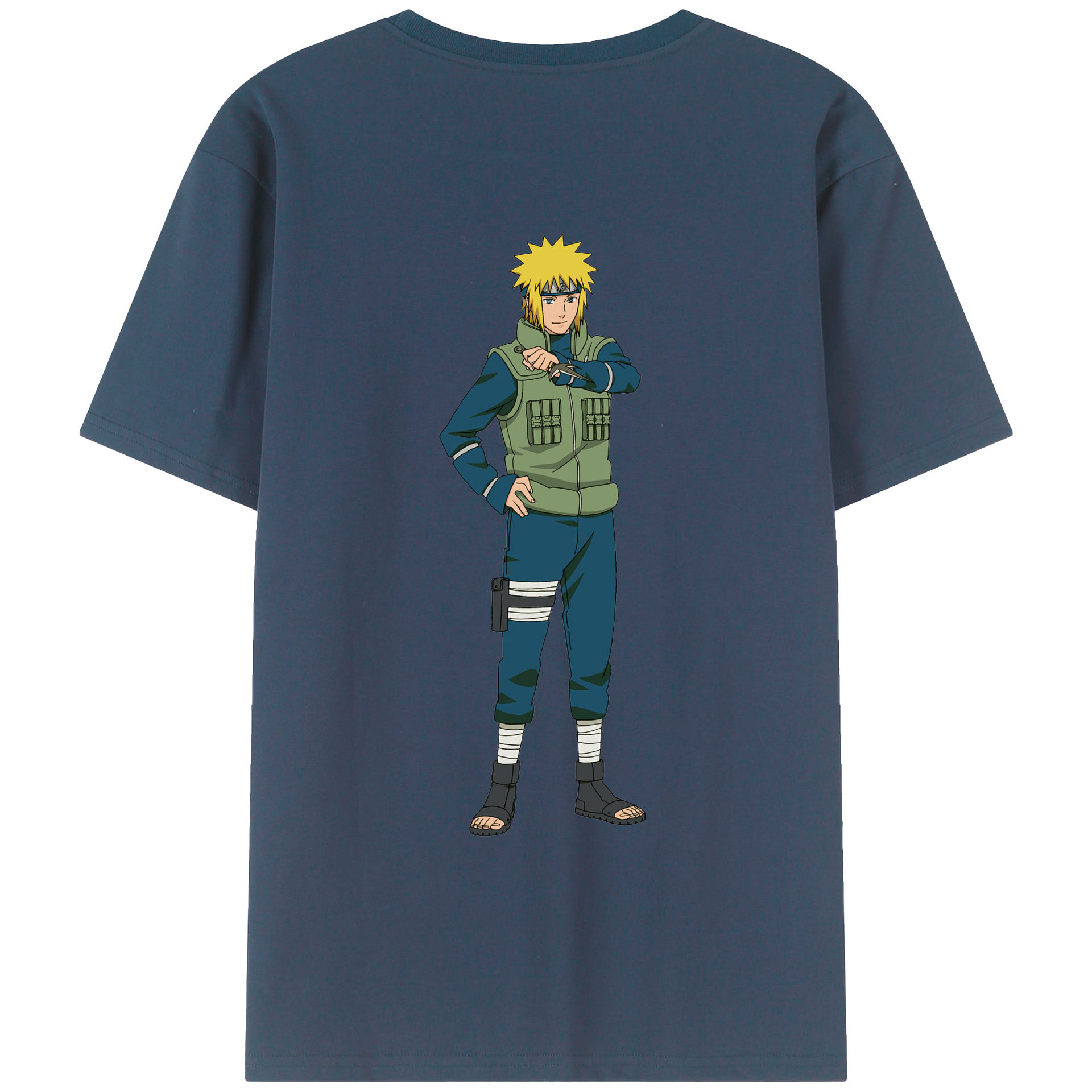 （画像用） NARUTO -ナルト- 波風 ミナト Namikaze Minato 綿100％ メンズ半袖Tシャツ（バックプリント） 通気性