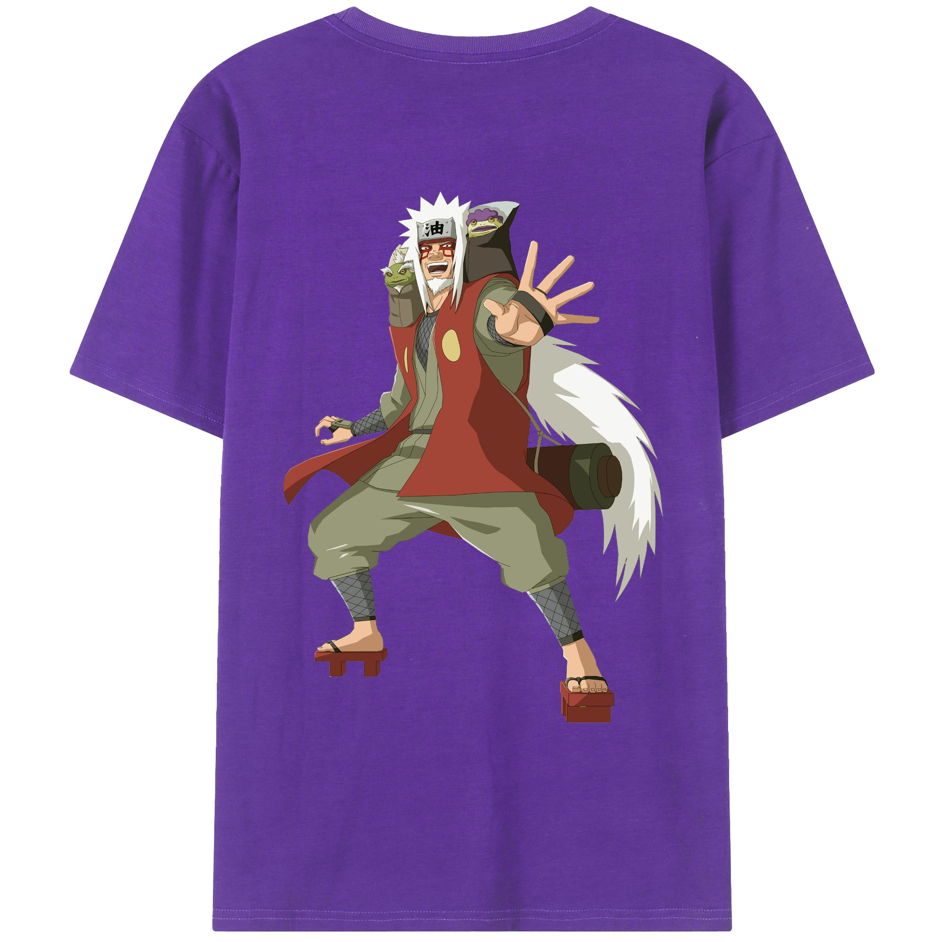 （画像用） NARUTO -ナルト- 自来也（じらいや） Jiraiya 綿100％ メンズ半袖Tシャツ（バックプリント） 通気性