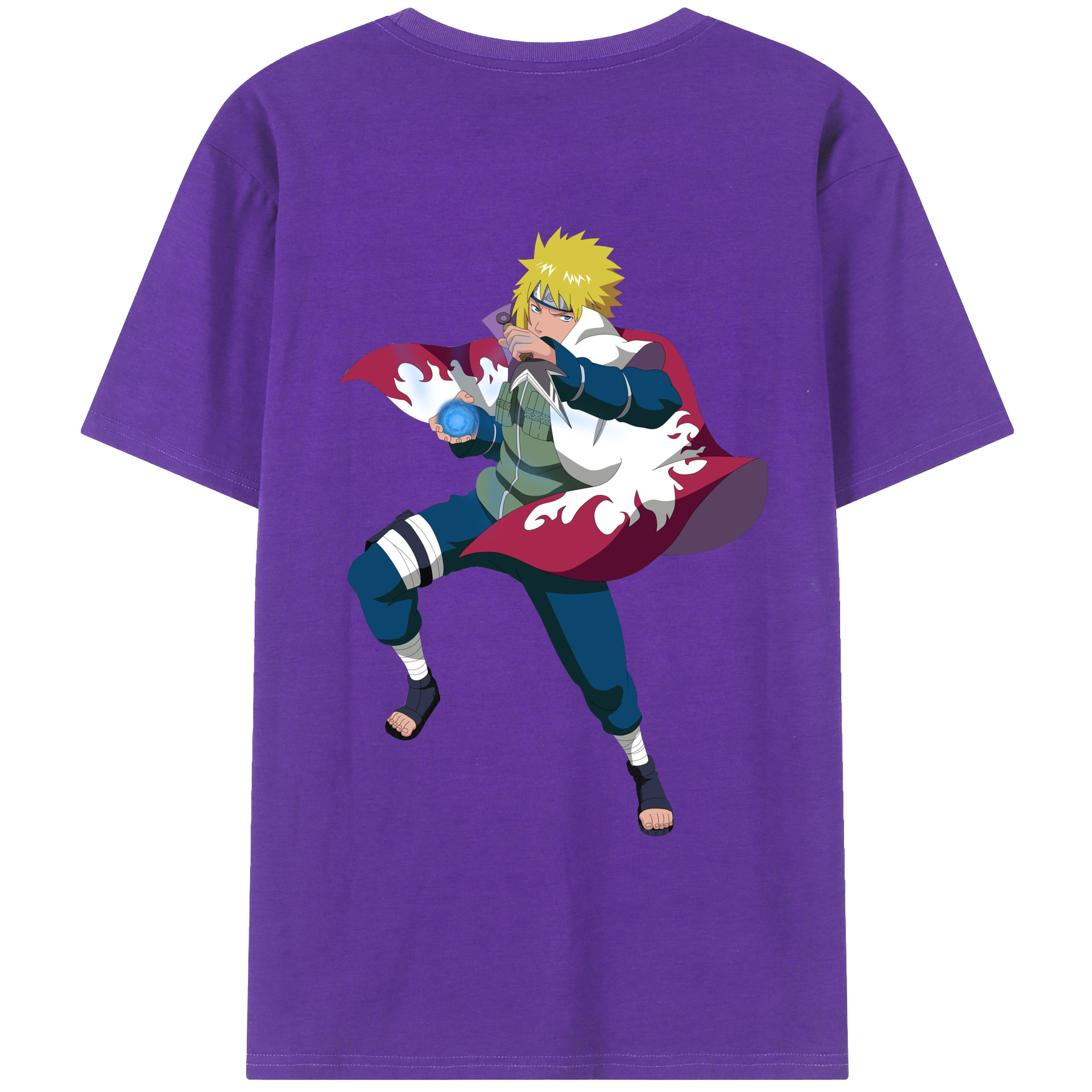 （画像用） NARUTO -ナルト- 波風 ミナト Namikaze Minato 綿100％ メンズ半袖Tシャツ（バックプリント） 通気性
