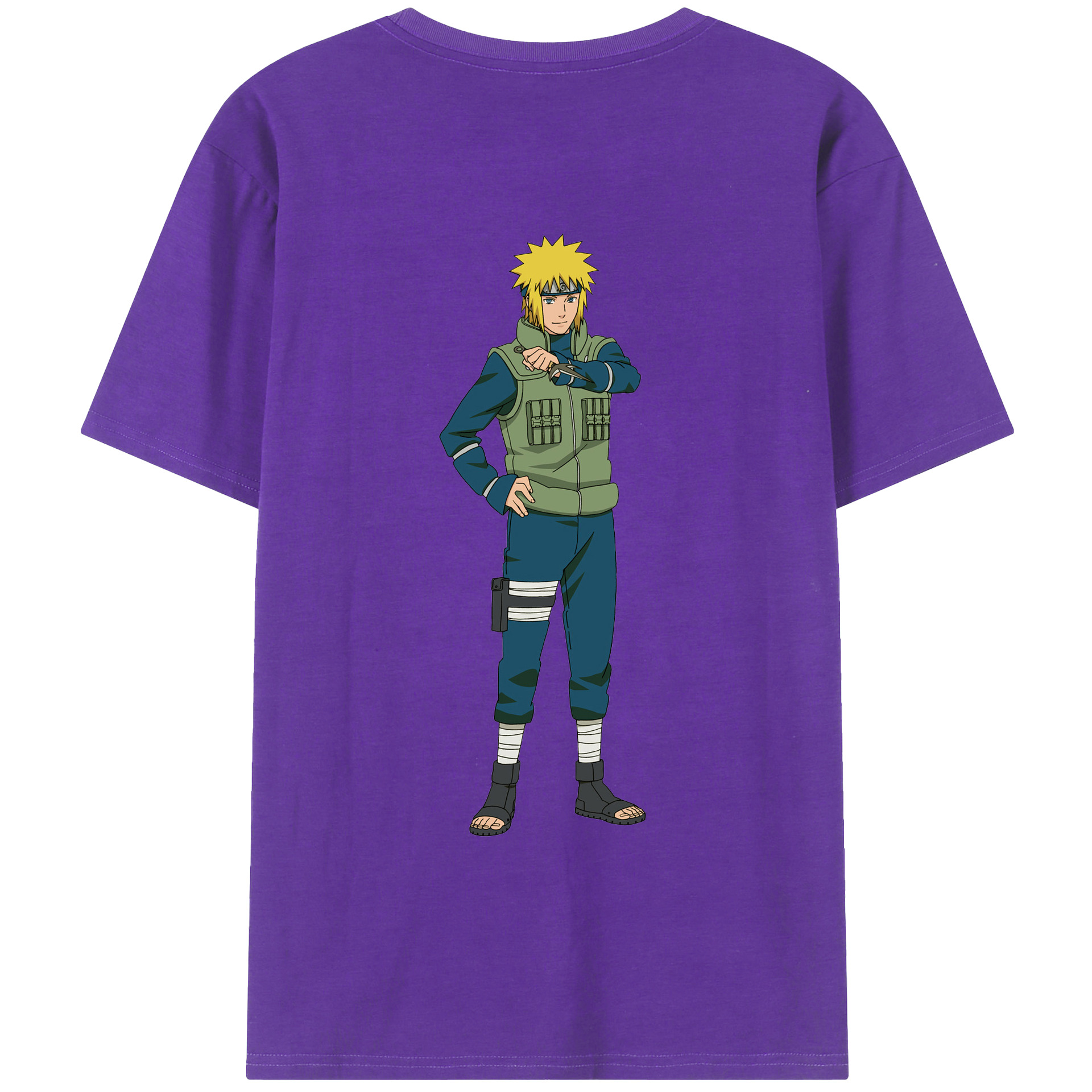 （画像用） NARUTO -ナルト- 波風 ミナト Namikaze Minato 綿100％ メンズ半袖Tシャツ（バックプリント） 通気性