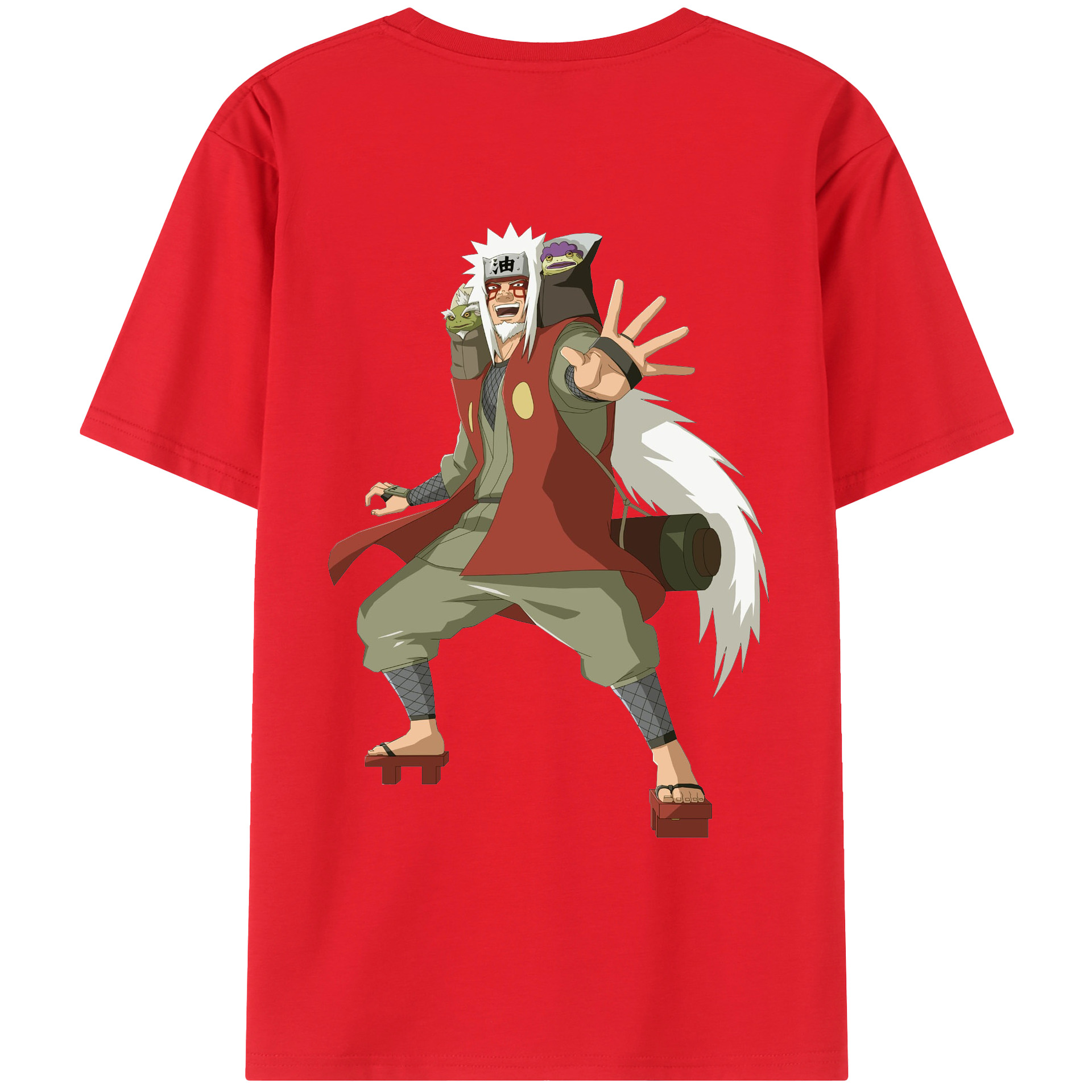 （画像用） NARUTO -ナルト- 自来也（じらいや） Jiraiya 綿100％ メンズ半袖Tシャツ（バックプリント） 通気性