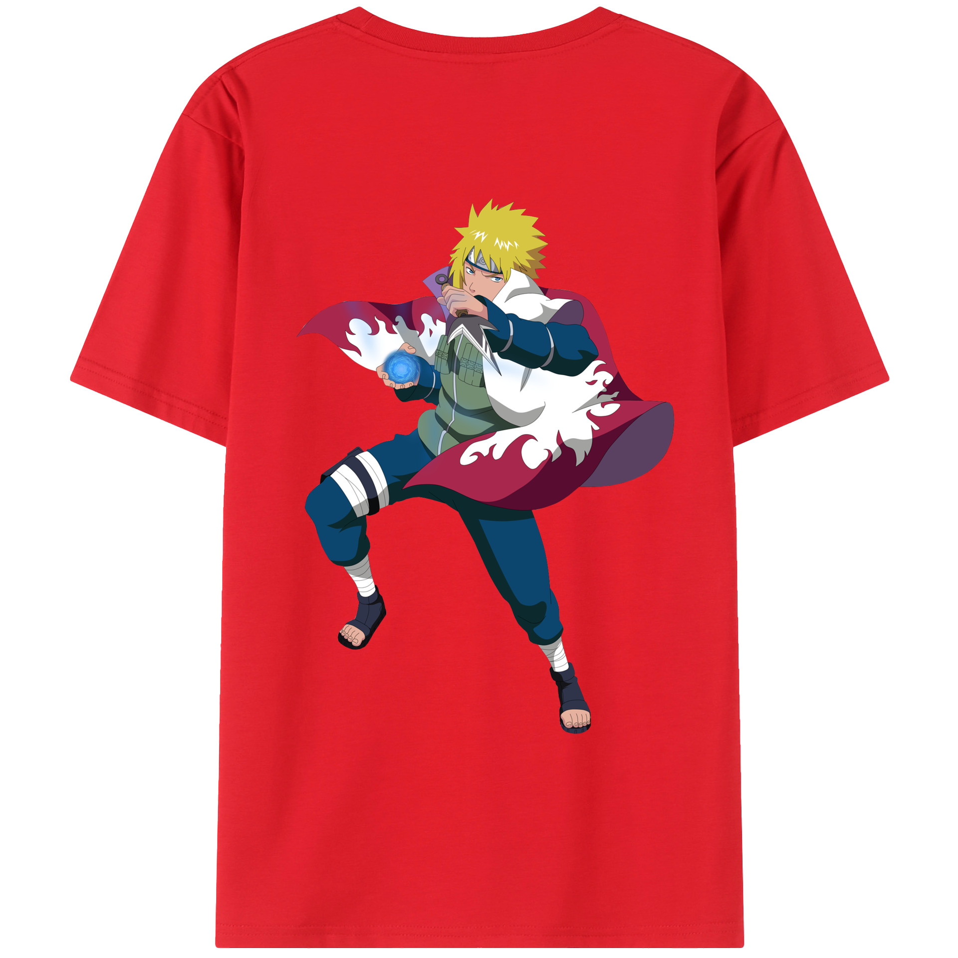 （画像用） NARUTO -ナルト- 波風 ミナト Namikaze Minato 綿100％ メンズ半袖Tシャツ（バックプリント） 通気性