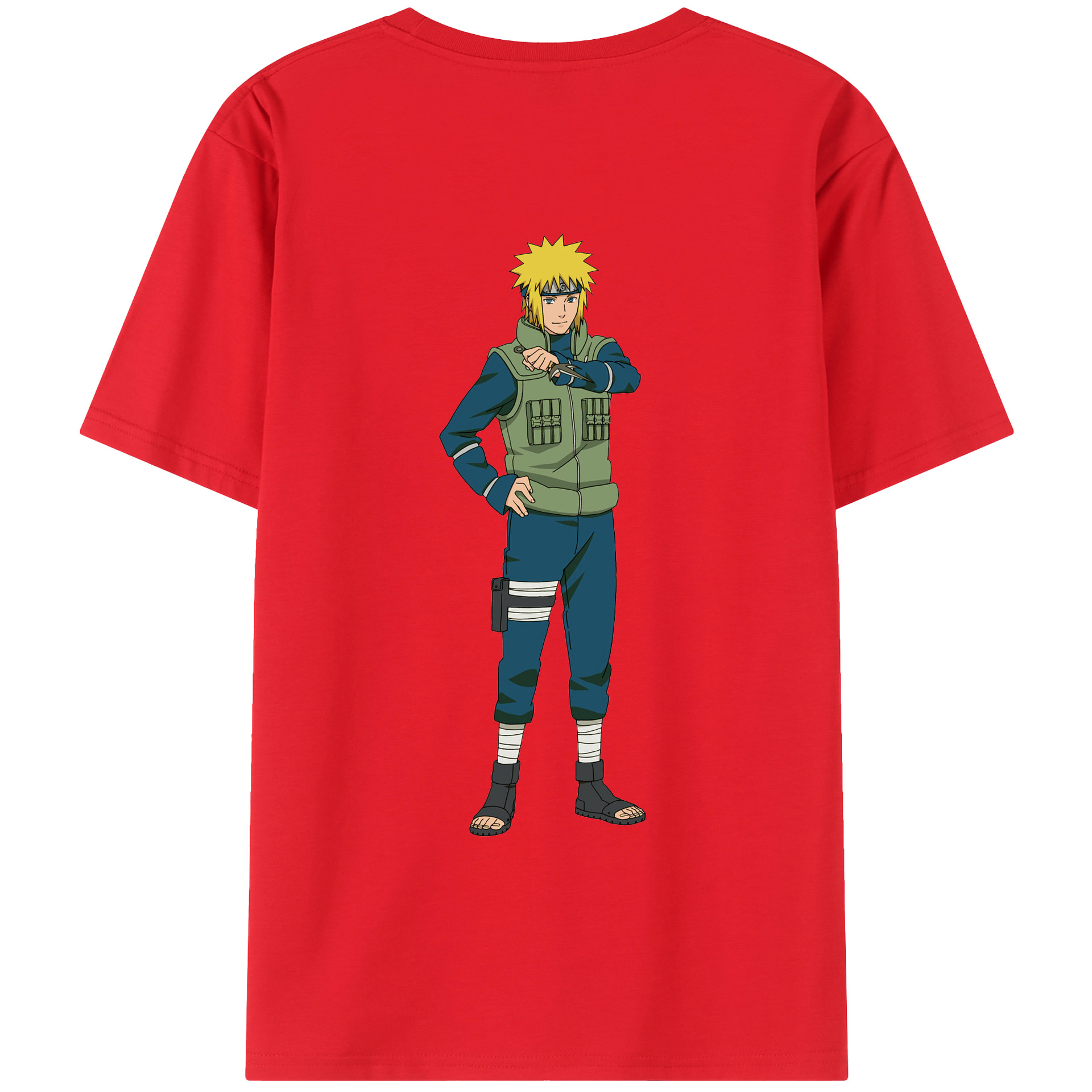 （画像用） NARUTO -ナルト- 波風 ミナト Namikaze Minato 綿100％ メンズ半袖Tシャツ（バックプリント） 通気性