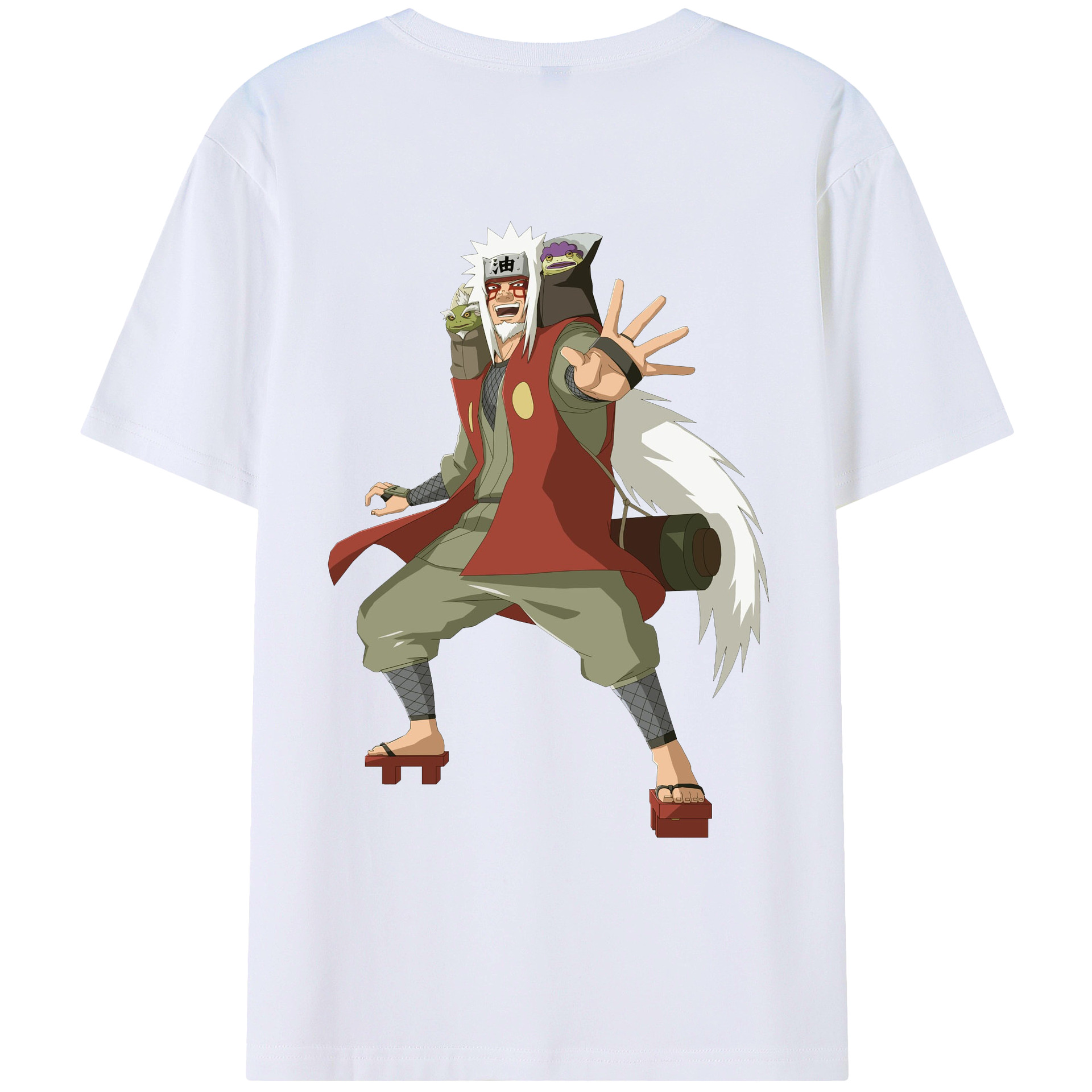 （画像用） NARUTO -ナルト- 自来也（じらいや） Jiraiya 綿100％ メンズ半袖Tシャツ（バックプリント） 通気性