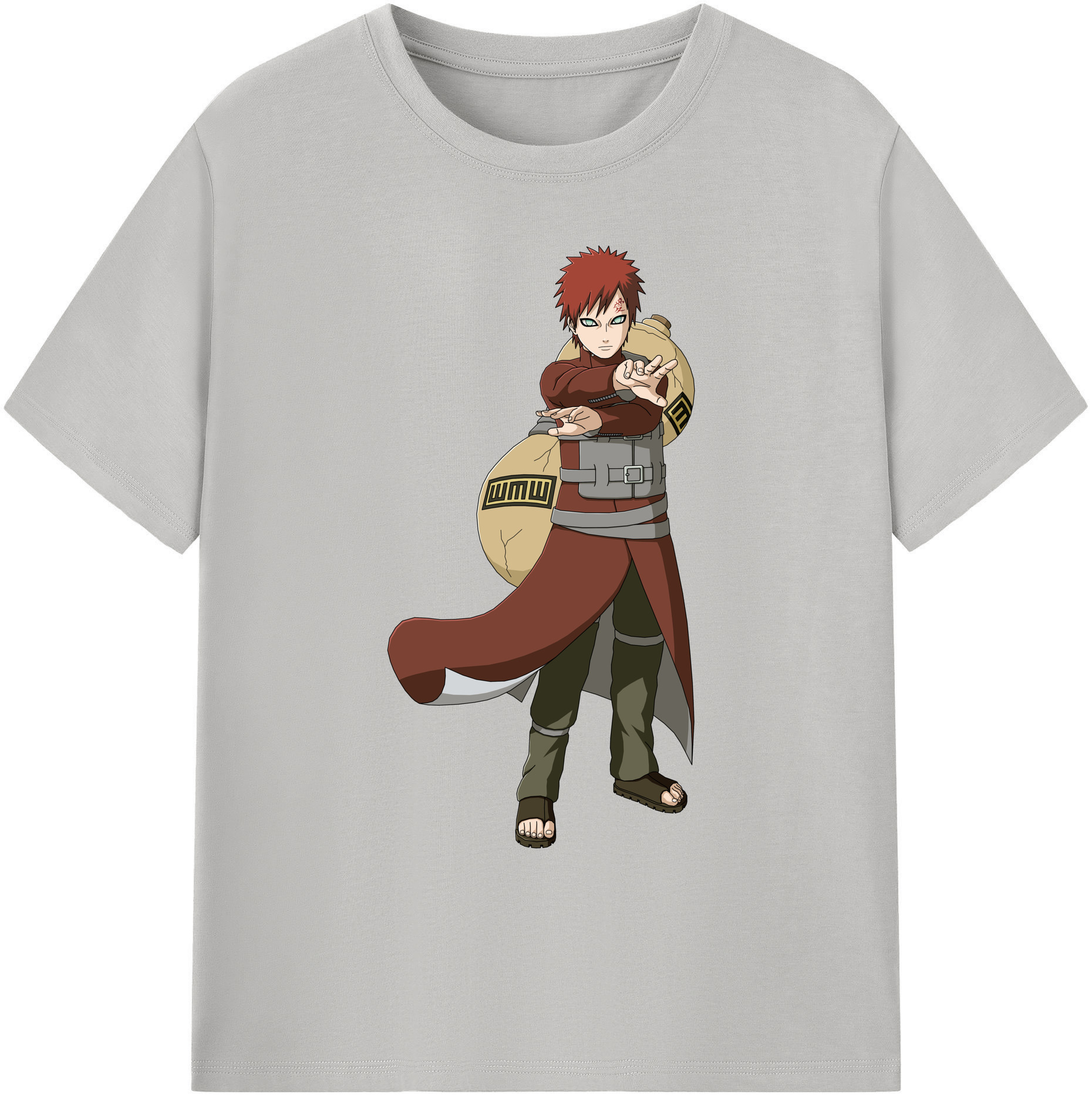 （画像用） NARUTO -ナルト- ガアラ Gaara 綿100％ メンズ半袖Tシャツ｜肌触りやわらか＆通気性