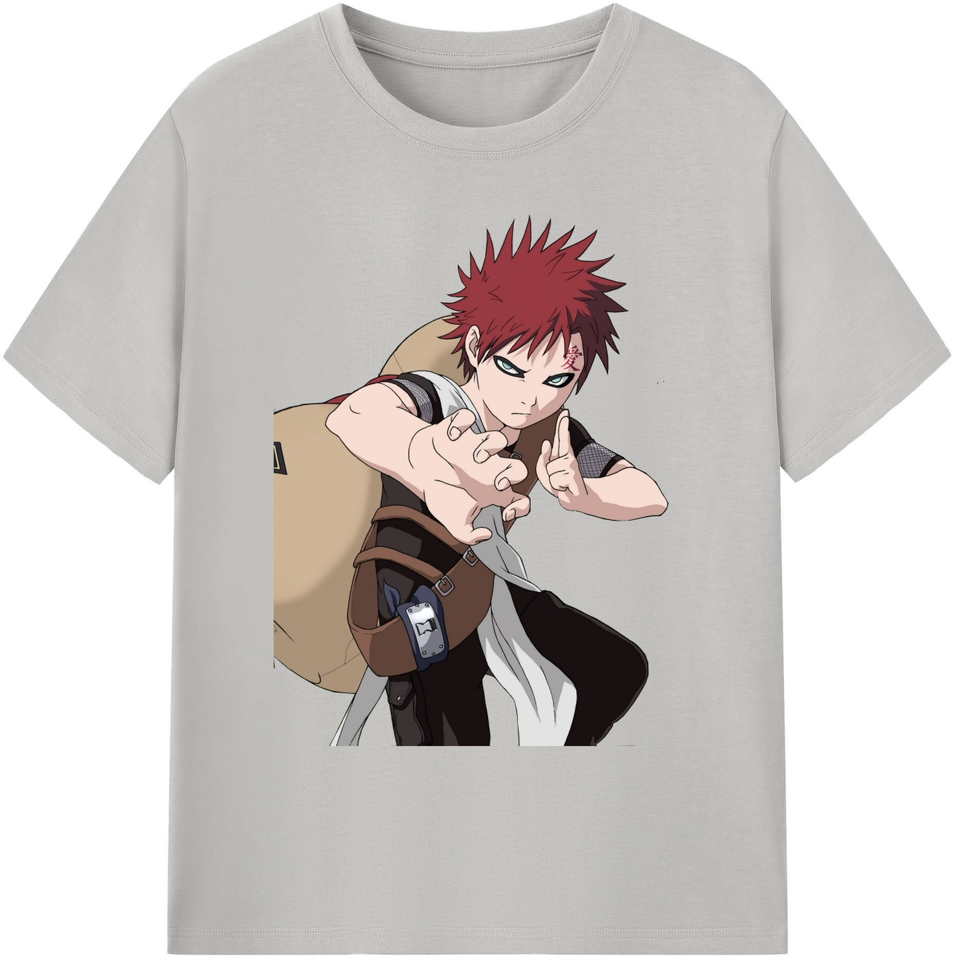 （画像用） NARUTO -ナルト- ガアラ Gaara 綿100％ メンズ半袖Tシャツ｜肌触りやわらか＆通気性