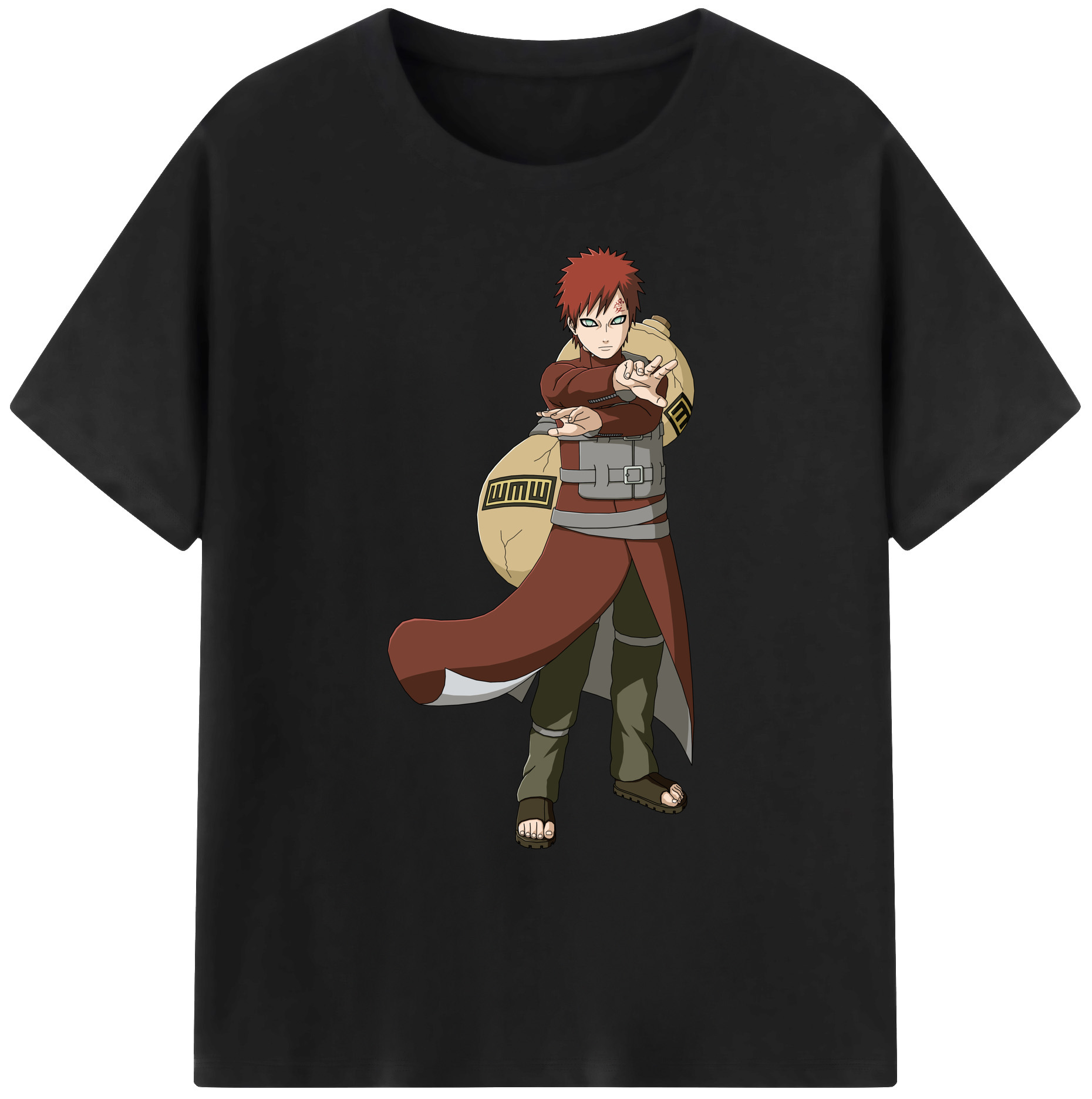 （画像用） NARUTO -ナルト- ガアラ Gaara 綿100％ メンズ半袖Tシャツ｜肌触りやわらか＆通気性