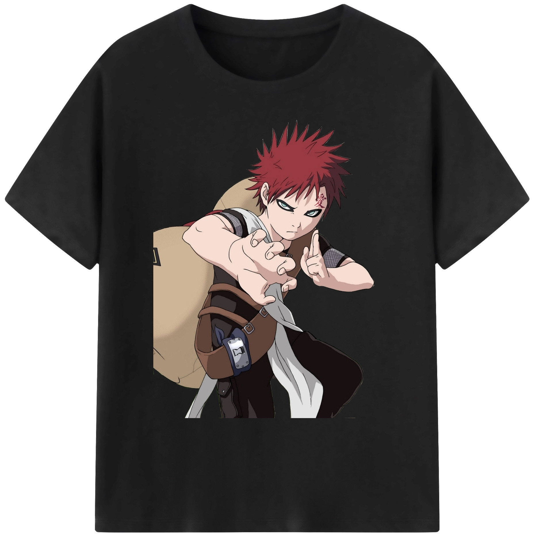 （画像用） NARUTO -ナルト- ガアラ Gaara 綿100％ メンズ半袖Tシャツ｜肌触りやわらか＆通気性