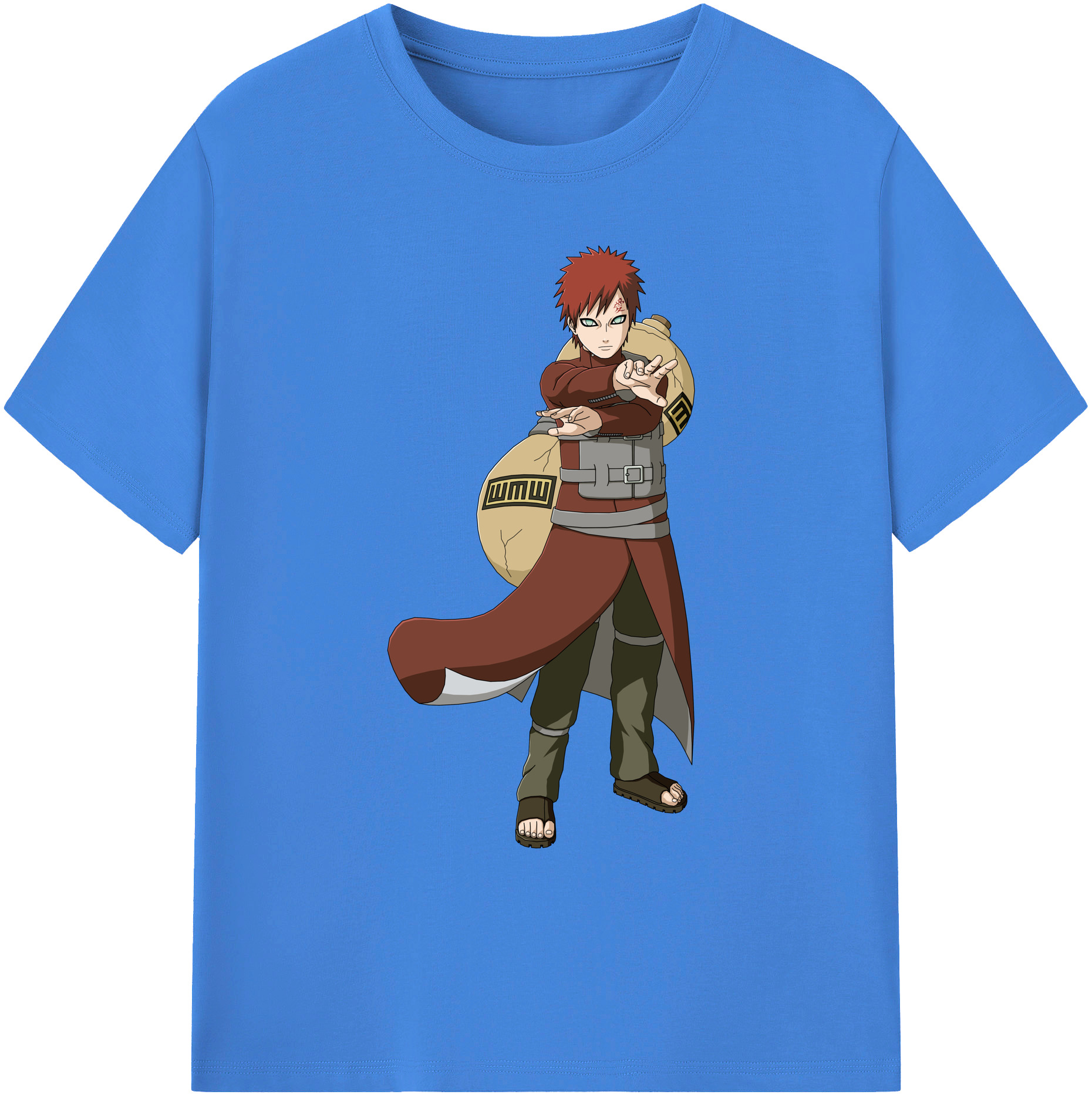 （画像用） NARUTO -ナルト- ガアラ Gaara 綿100％ メンズ半袖Tシャツ｜肌触りやわらか＆通気性