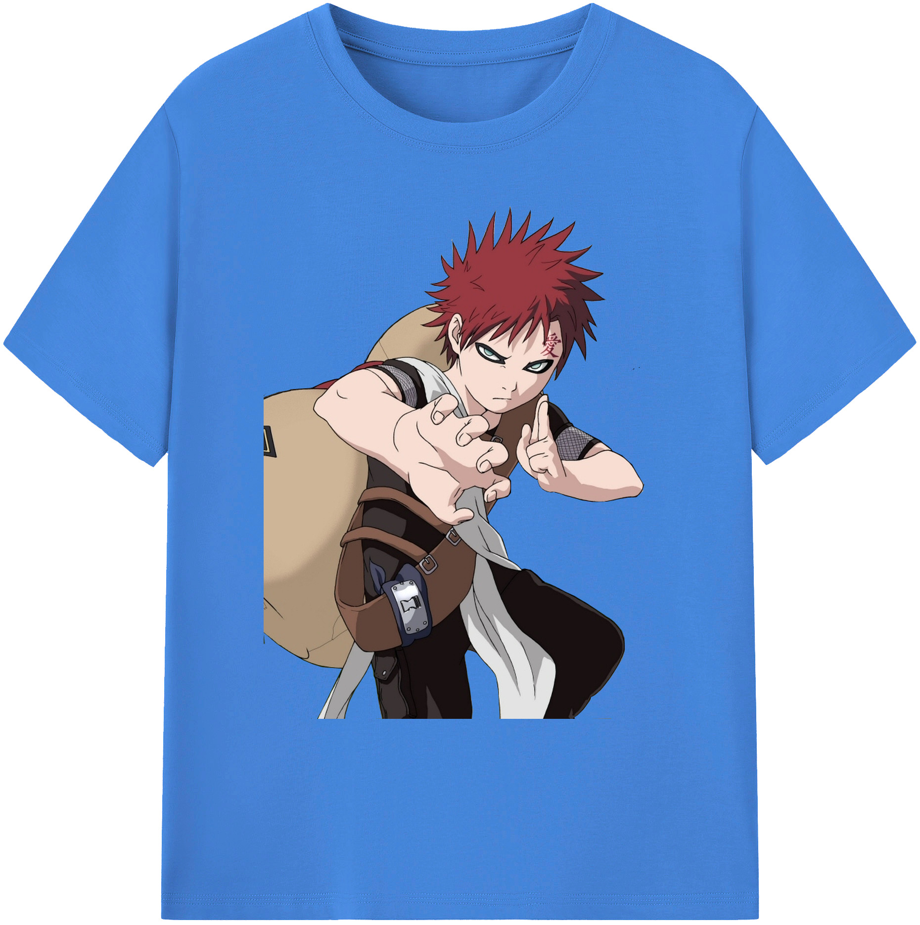 （画像用） NARUTO -ナルト- ガアラ Gaara 綿100％ メンズ半袖Tシャツ｜肌触りやわらか＆通気性
