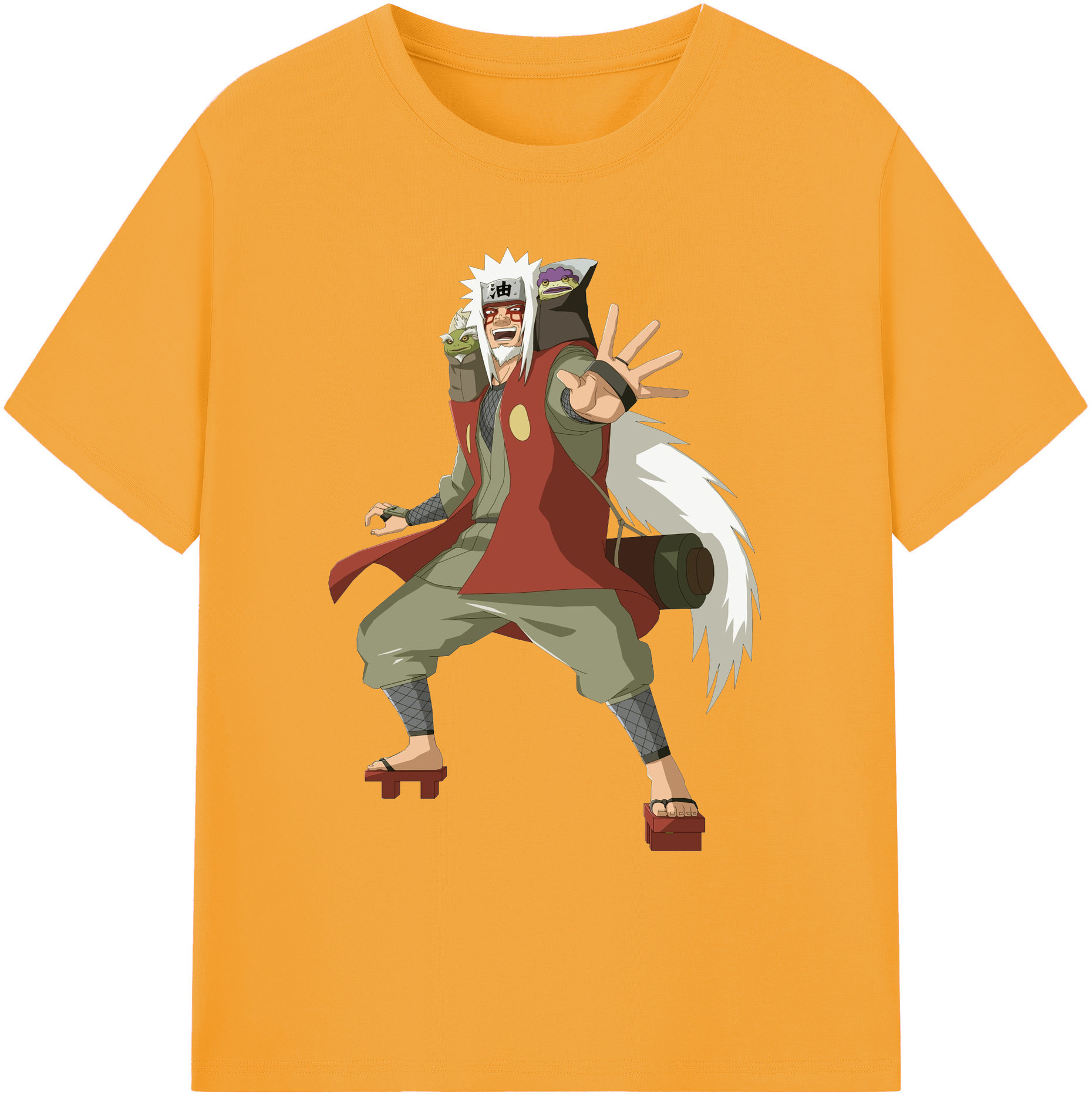 （画像用） NARUTO -ナルト- 自来也（じらいや） Jiraiya 綿100％ メンズ半袖Tシャツ｜肌触りやわらか＆通気性
